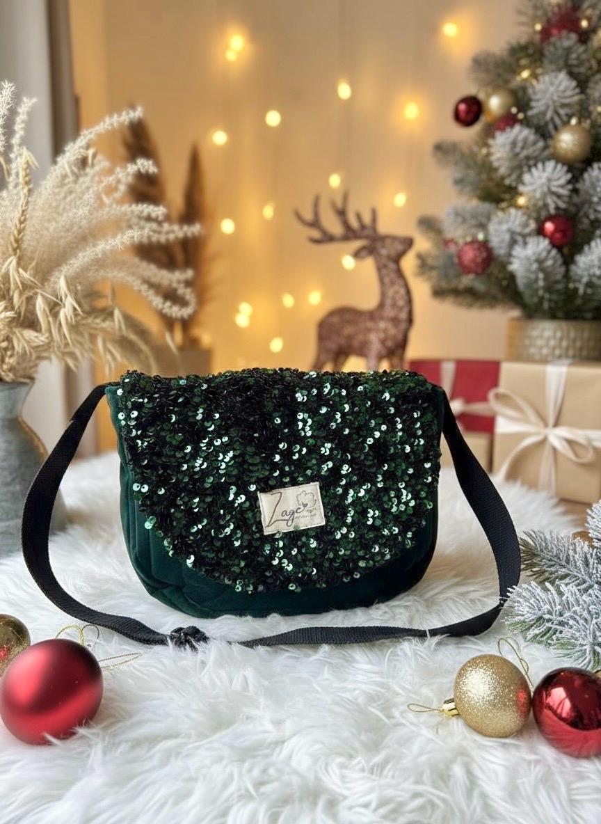 Sac Besace à rabat femme fête | Sequins, velours matelassé  & doublure noireSac Femme Zage Colorful Life