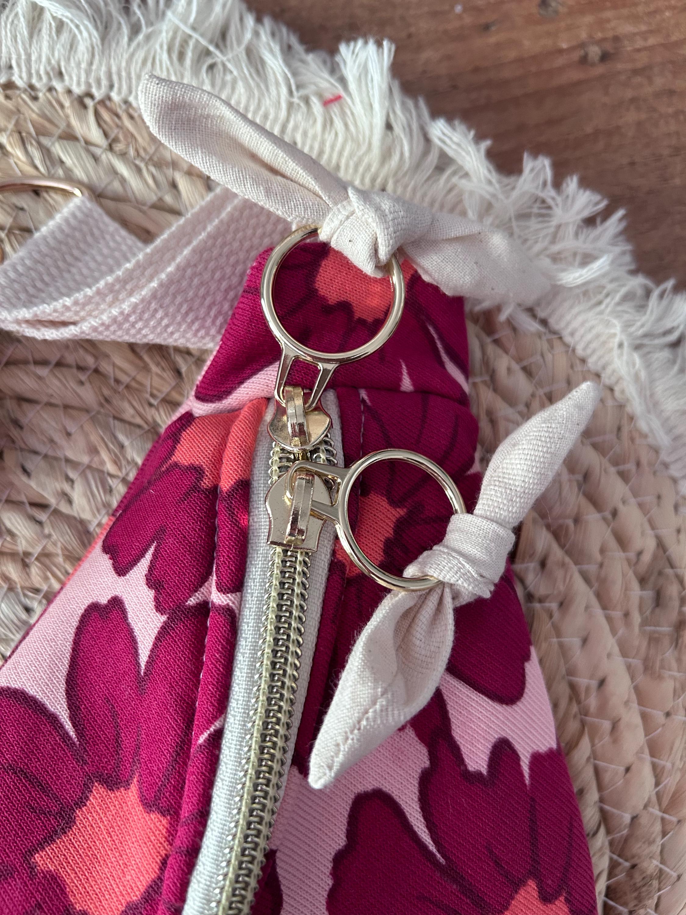 Sac banane Femme |Sweat molletonné Marguerites roses fond rose & doublure beigeSac Femme Zage Colorful Life