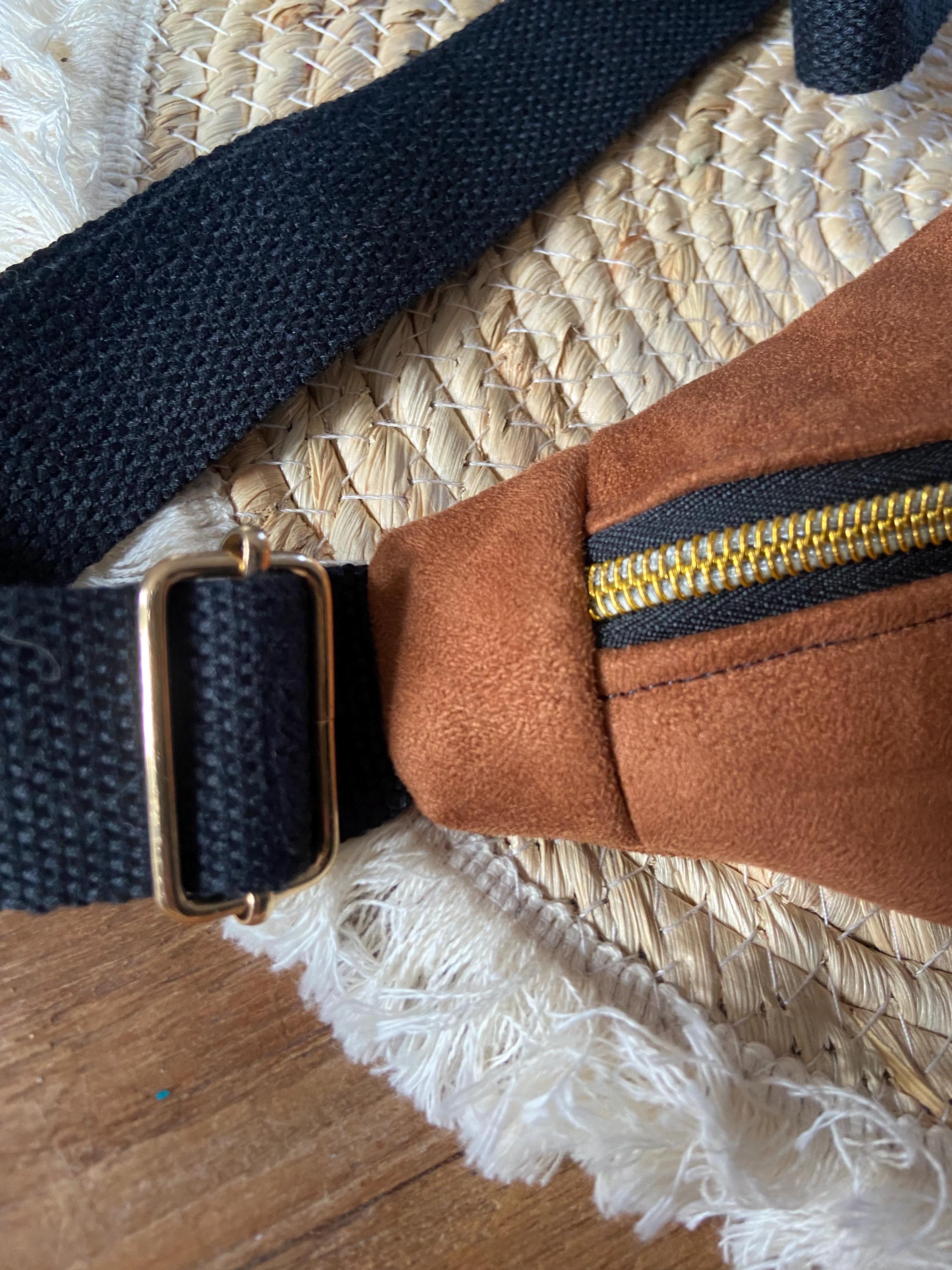 Sac banane femme hiver | Suédine marron & doublure gaze de coton fleurie libertySac Femme Zage Colorful Life