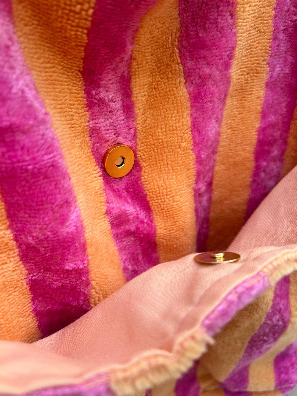 Sac Cabas de plage, Maxi cabas | Éponge rayée rose et orange & Doublure orangeSac Femme Zage Colorful Life