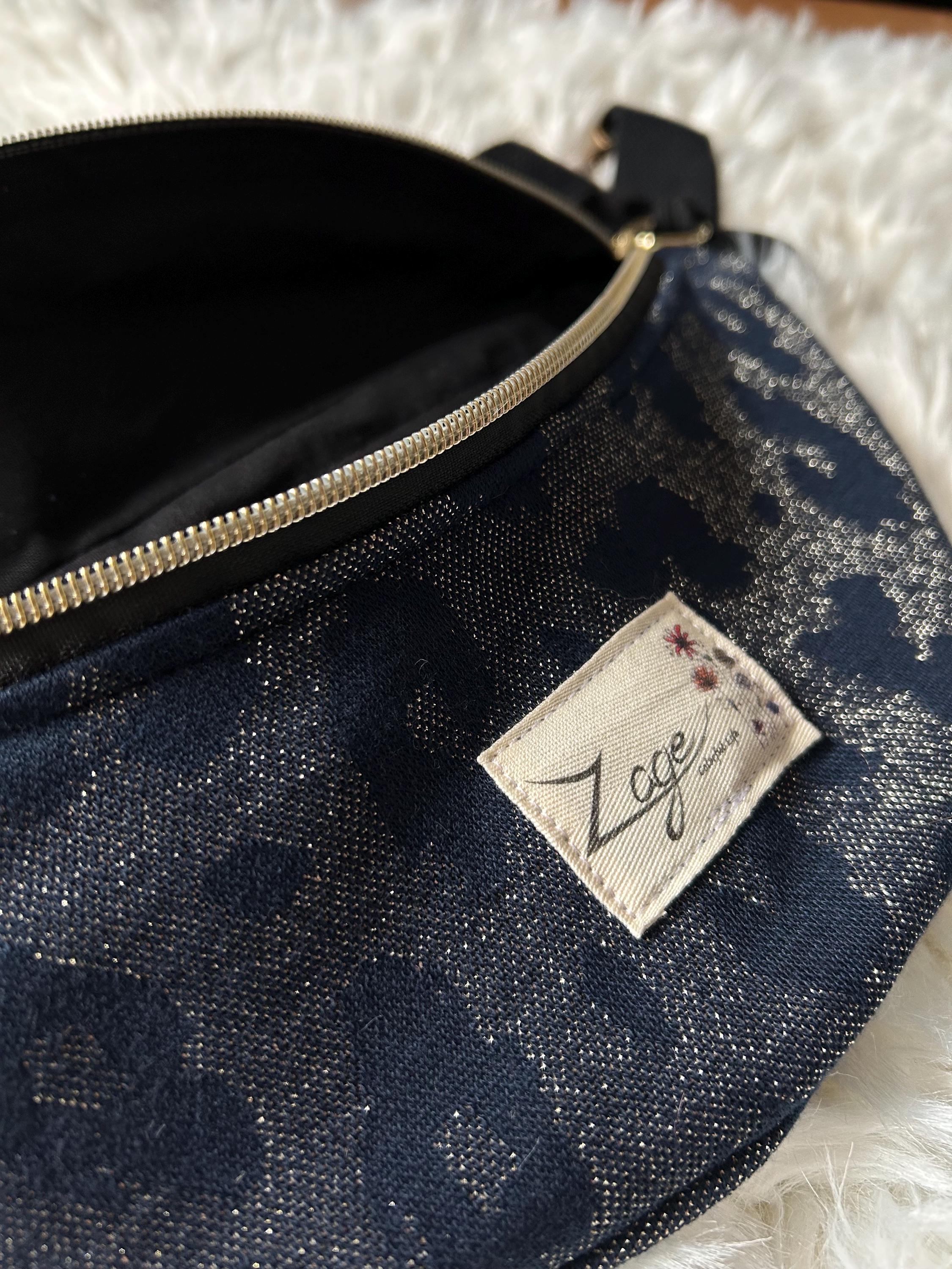 Sac banane femme fête | Jacquard léopard paillettes marine et argentée & doublure noireSac Femme Zage Colorful Life