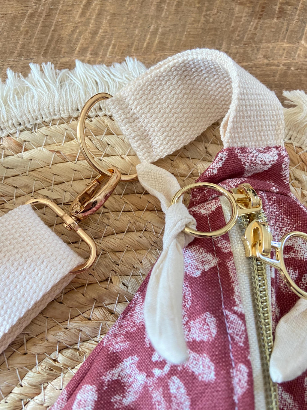 Sac Banane Femme Eté  -  Toile de coton brique fleurie  & doublure beigeSac Femme Zage Colorful Life