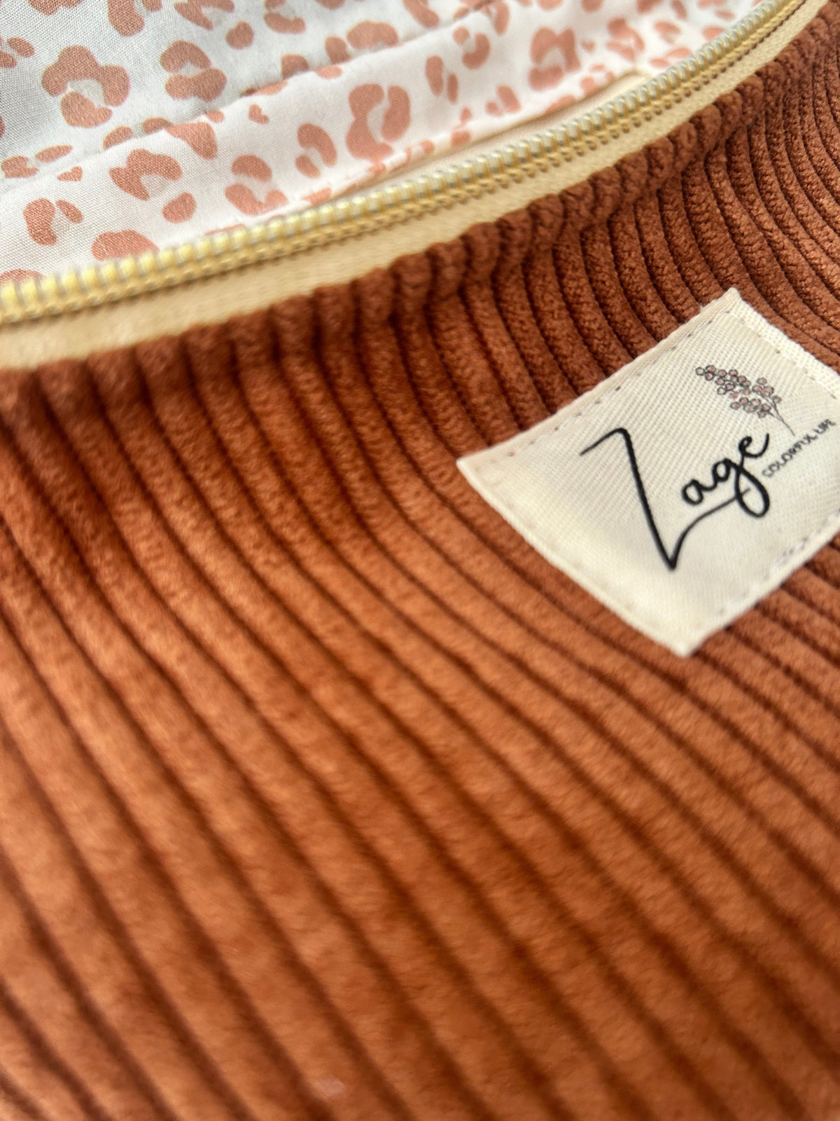 Sac banane femme hiver | Velours côtelé marron & doublure léopard caféSac Femme Zage Colorful Life