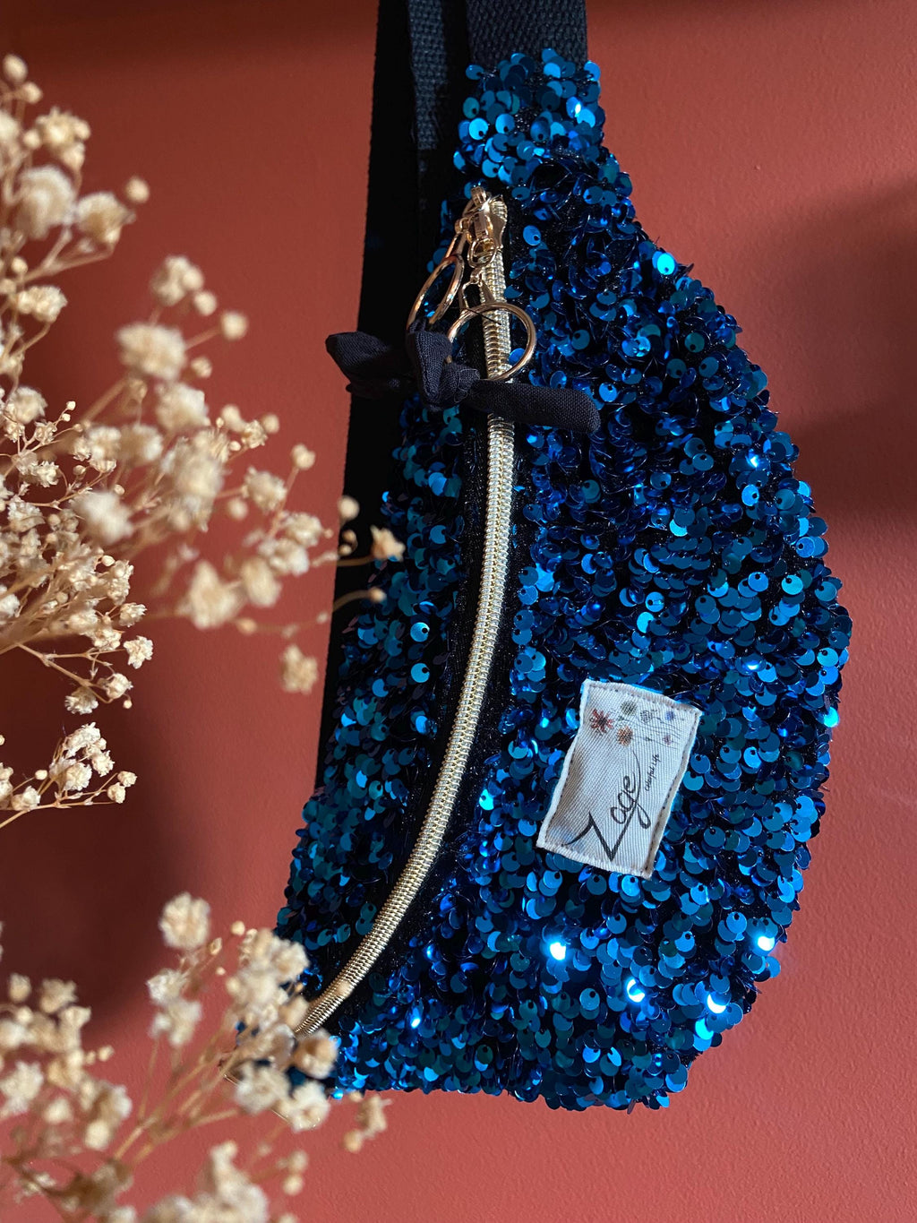 Sac banane fête femme  | Sequins bleu tuquoise & doublure noirSac Femme Zage Colorful Life