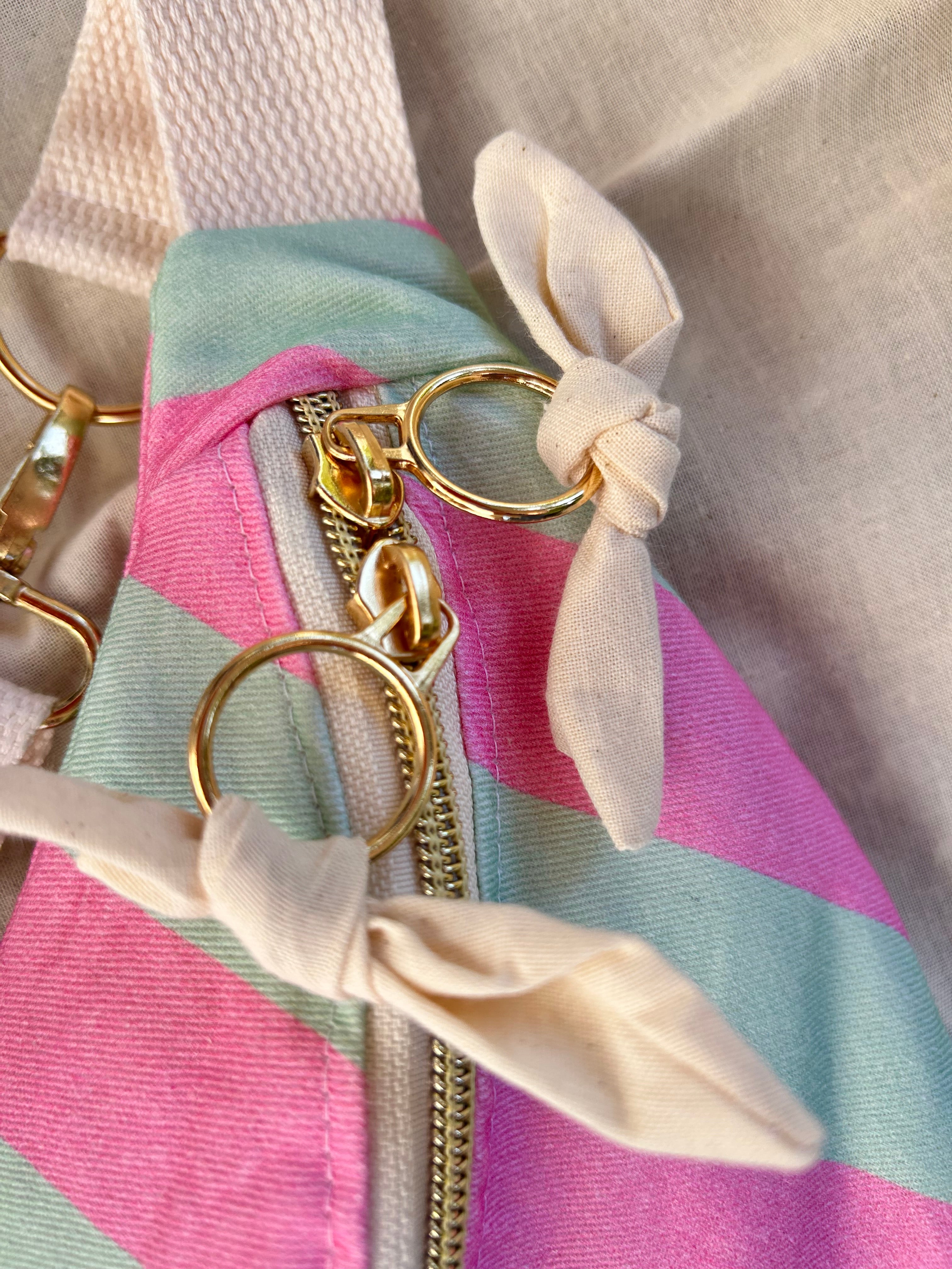 Sac banane femme Eté | Sergé de coton vert menthe et rose & doublure beigeSac Femme Zage Colorful Life
