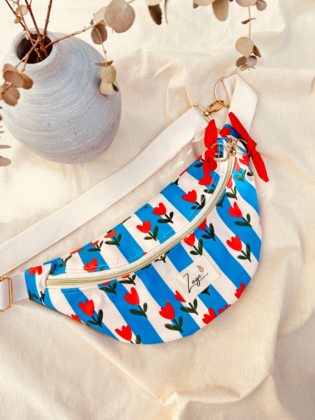 Sac banane ciré femme | rayures et motifs tulipes & rougeSac Femme Zage Colorful Life
