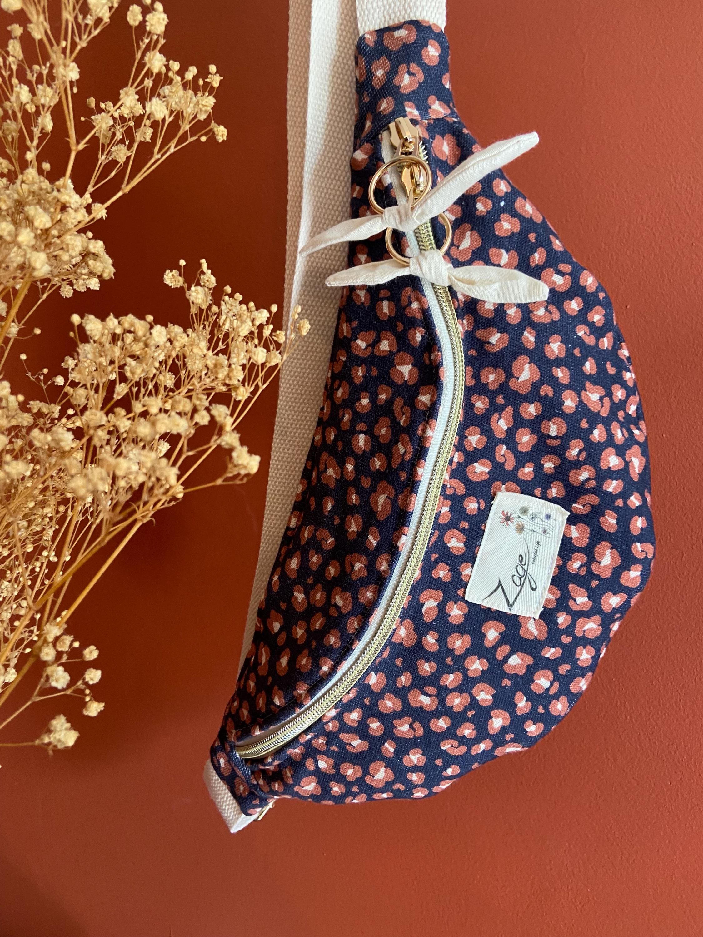 Sac Banane Femme - Tissu Sweat Léopard bleu marine & doublure beigeSac Femme Zage Colorful Life