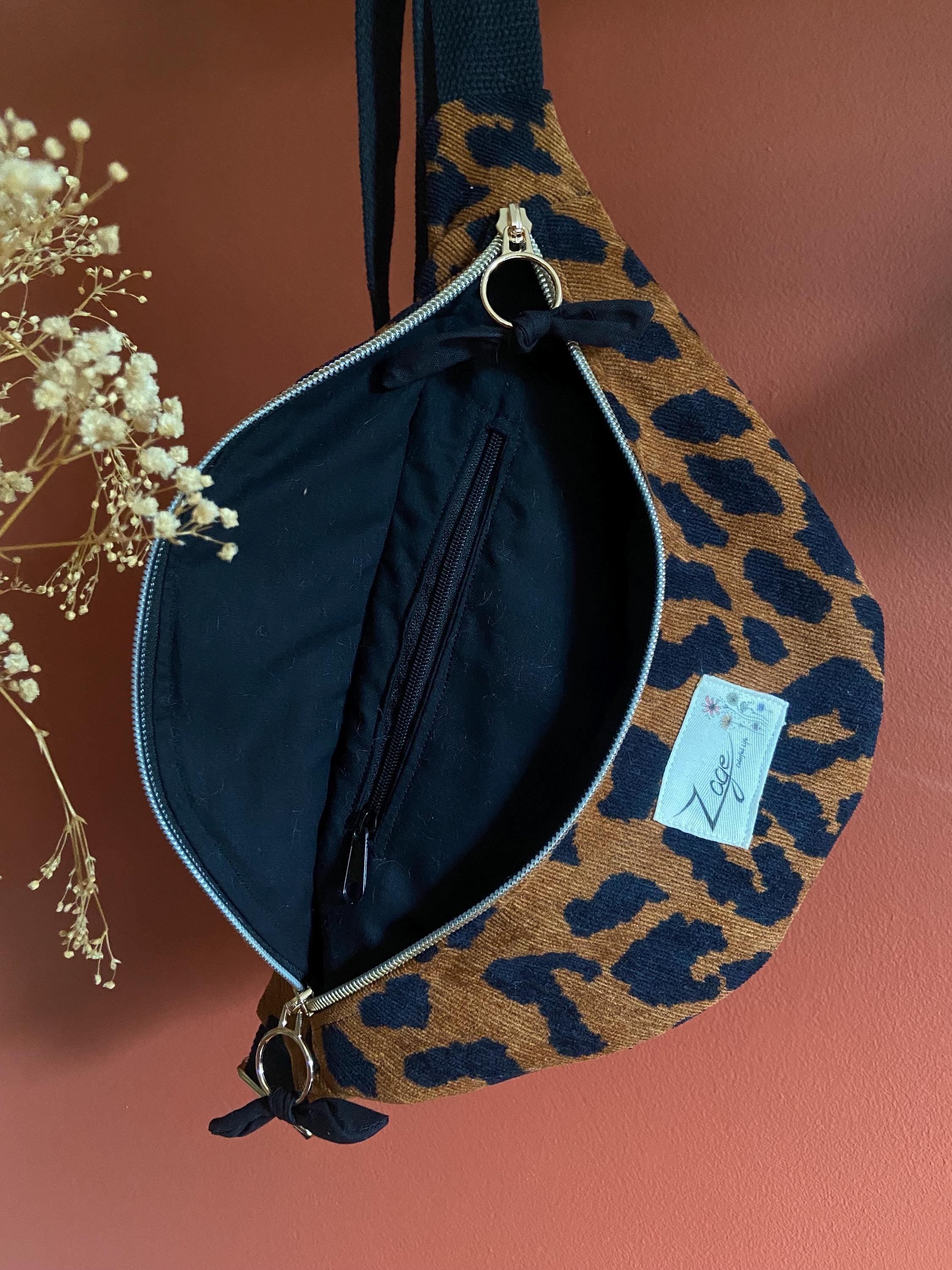 Sac banane femme hiver | Velours côtelé léopard marron & doublure noireSac Femme Zage Colorful Life