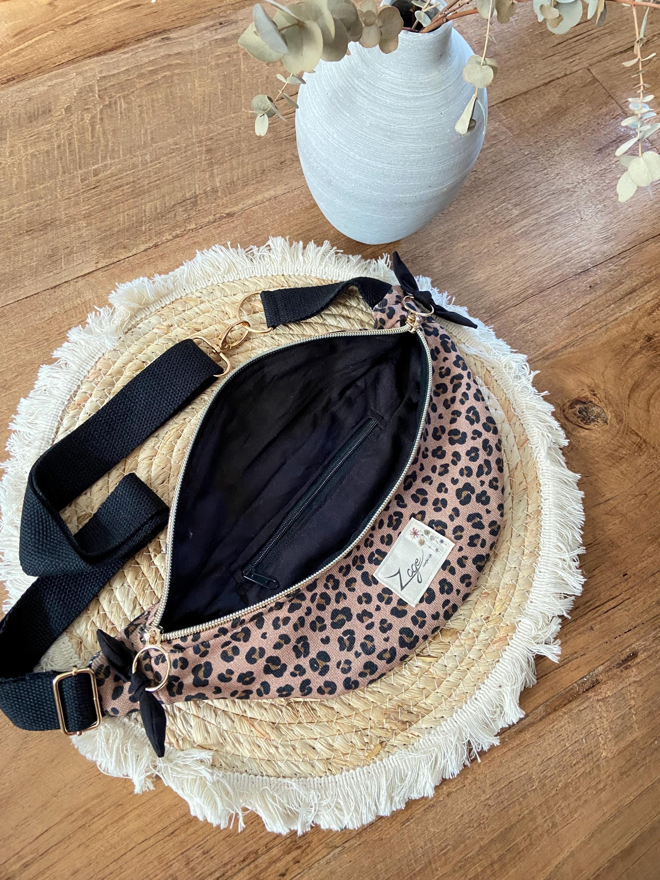 Sac banane femme léopard | Tissu sweat léopard marron & doublure noireSac Femme Zage Colorful Life