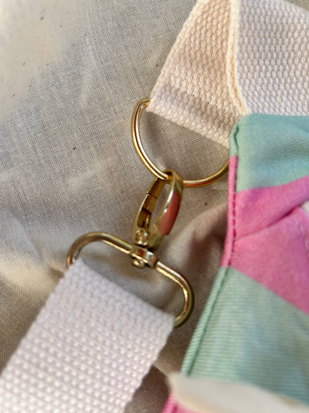 Sac banane femme Eté | Sergé de coton vert menthe et rose & doublure beigeSac Femme Zage Colorful Life