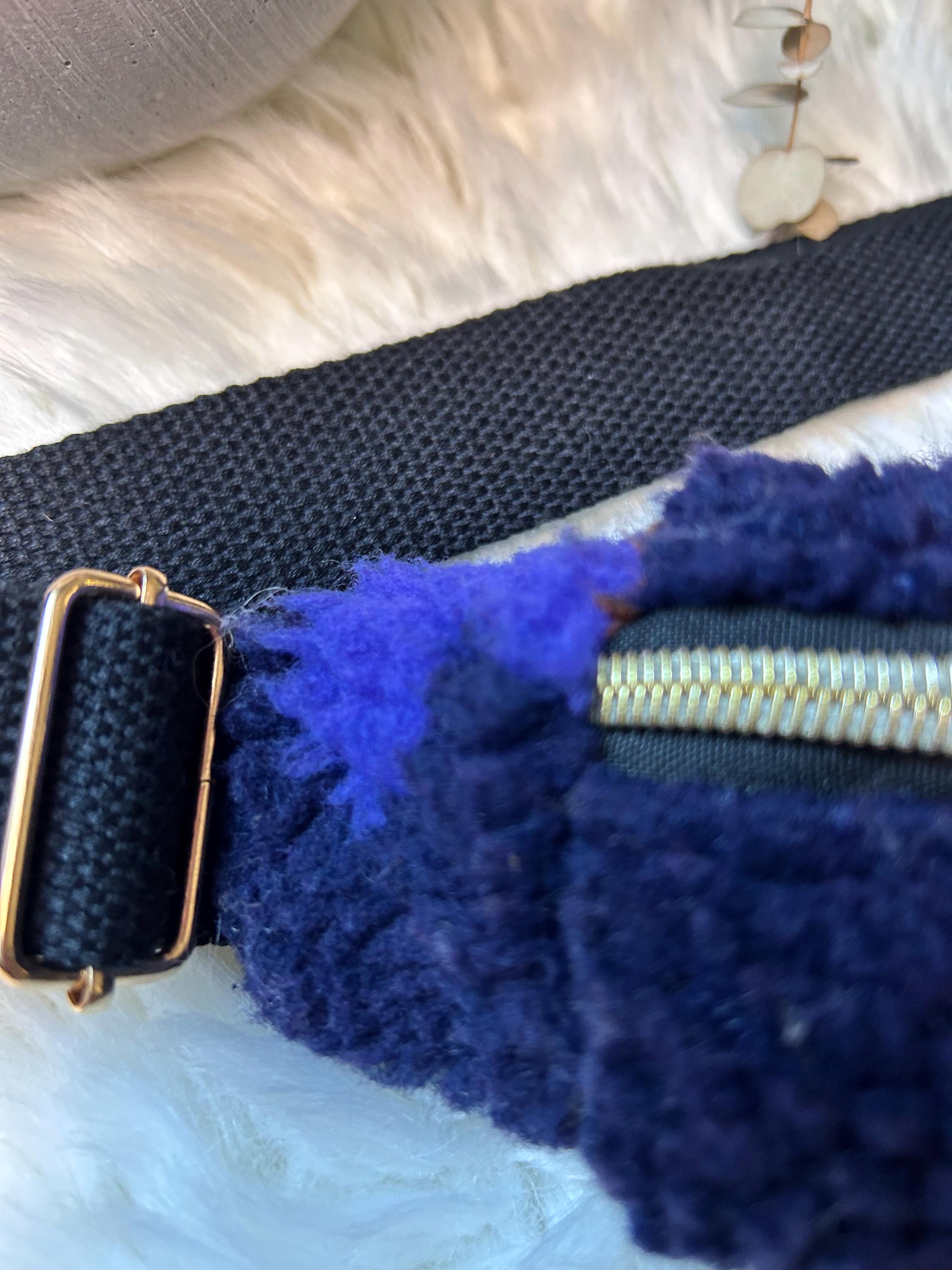 Sac banane femme hiver | Bouclettes/sherpa bleu marine motifs tulipes & doublure marronSac Femme Zage Colorful Life