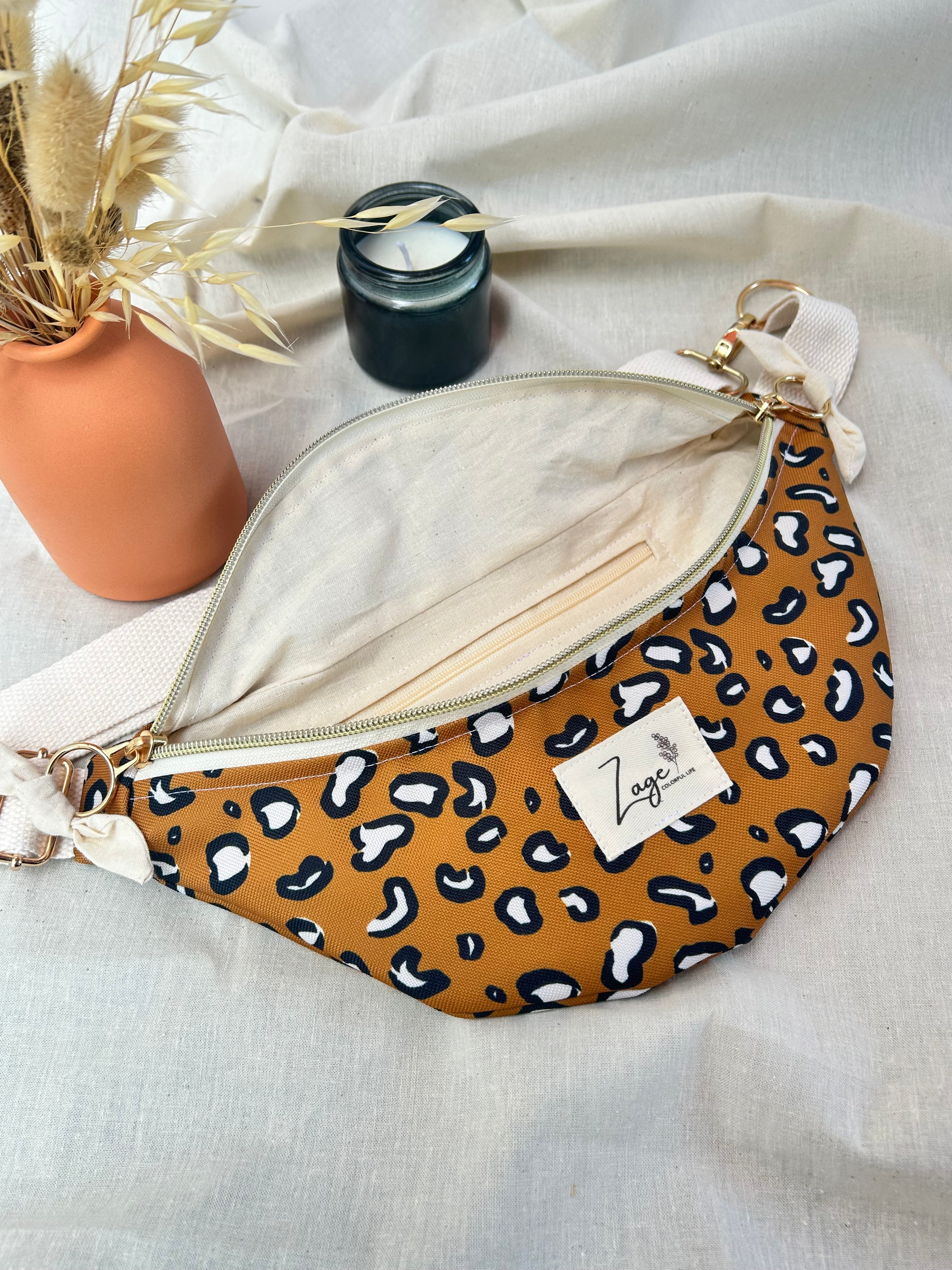 Sac banane Imperméable femme | Léopard bleu & doublure corail (Copie)Sac Femme Zage Colorful Life