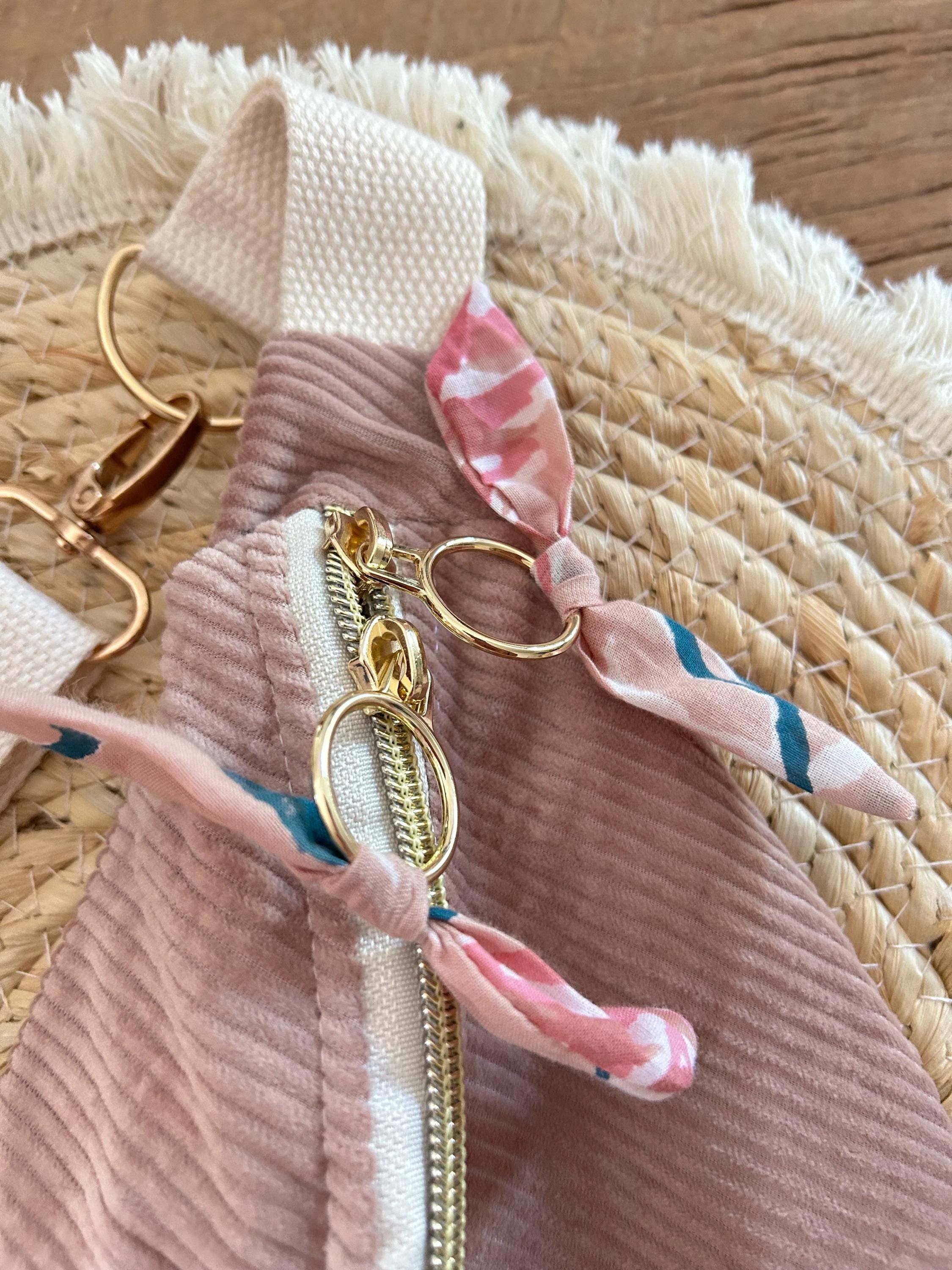 Sac banane femme hiver | Velours côtelé vieux rose & doublure fleurie roseSac Femme Zage Colorful Life