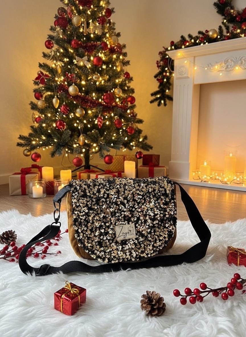 Sac Besace à rabat femme fête | Sequins, velours matelassé  & doublure noireSac Femme Zage Colorful Life