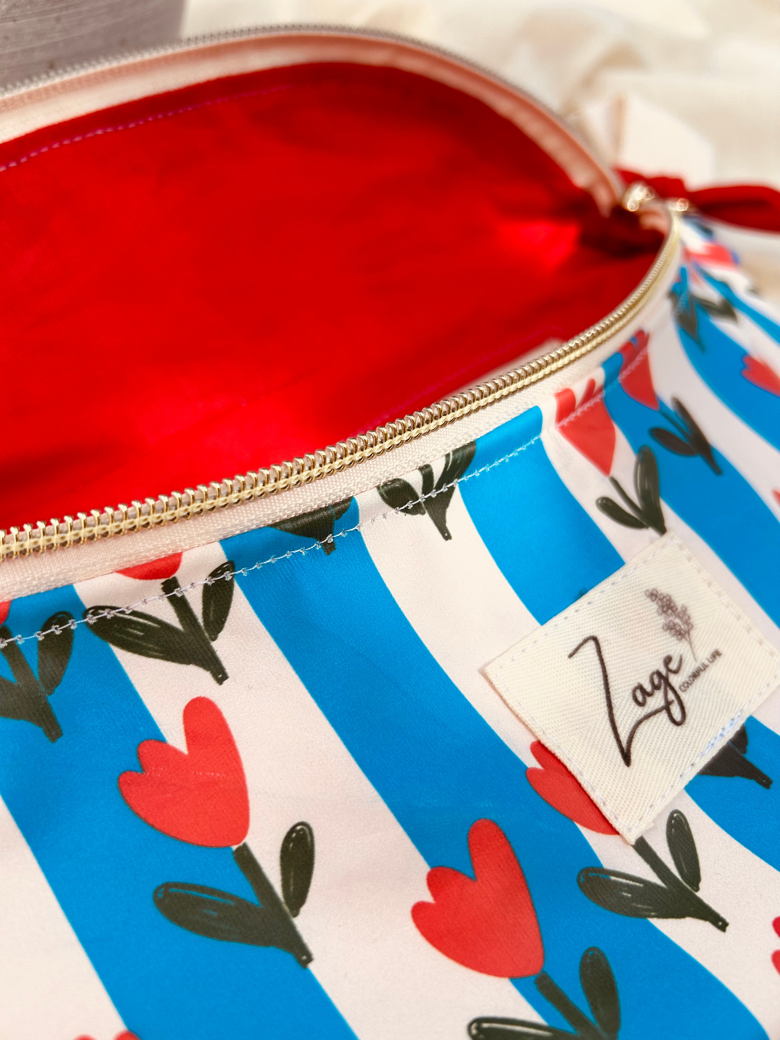 Sac banane ciré femme | rayures et motifs tulipes & rougeSac Femme Zage Colorful Life