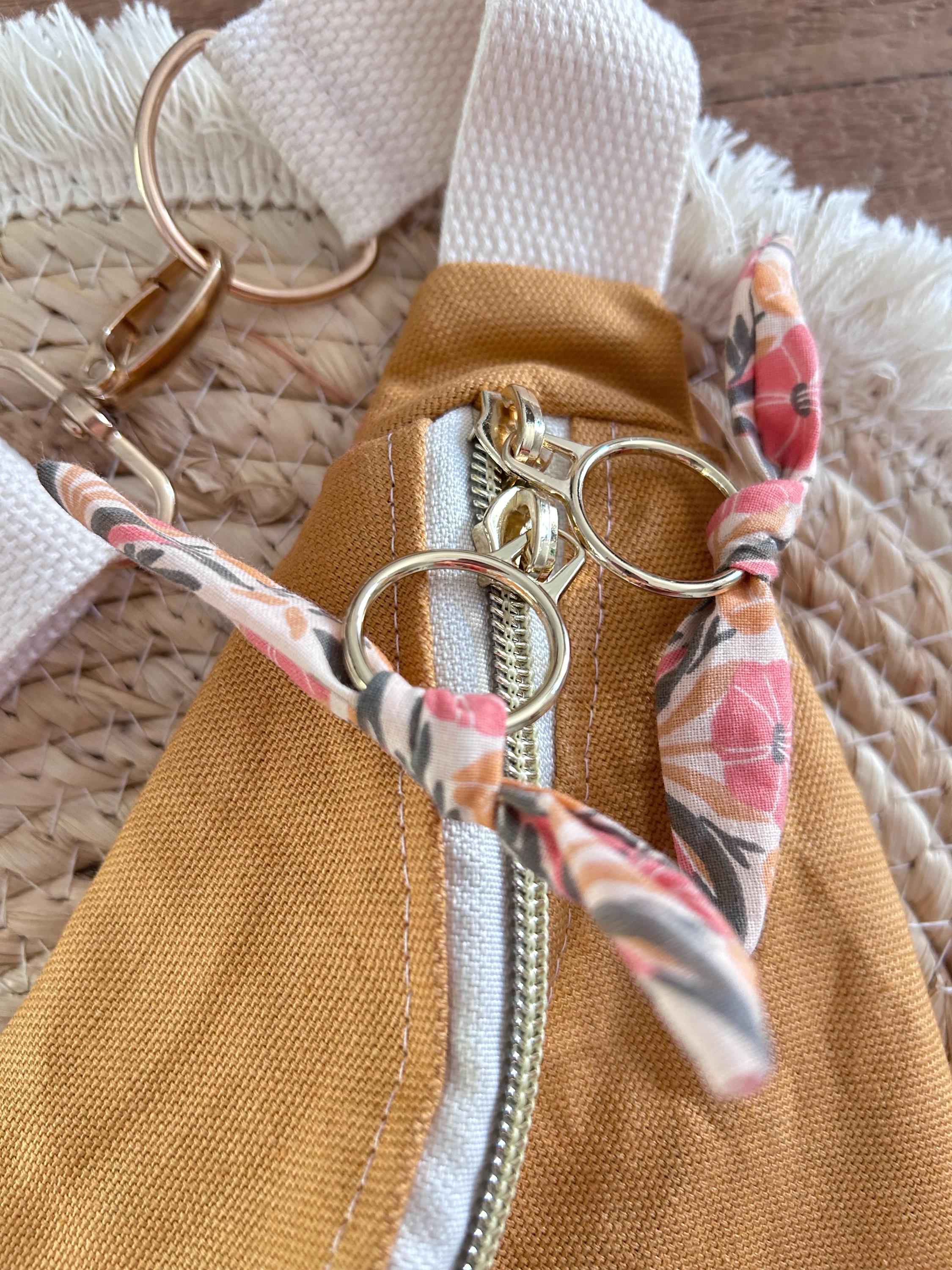Sac banane femme été | Toile canvas jaune moutarde & doublure fleurie roseSac Femme Zage Colorful Life