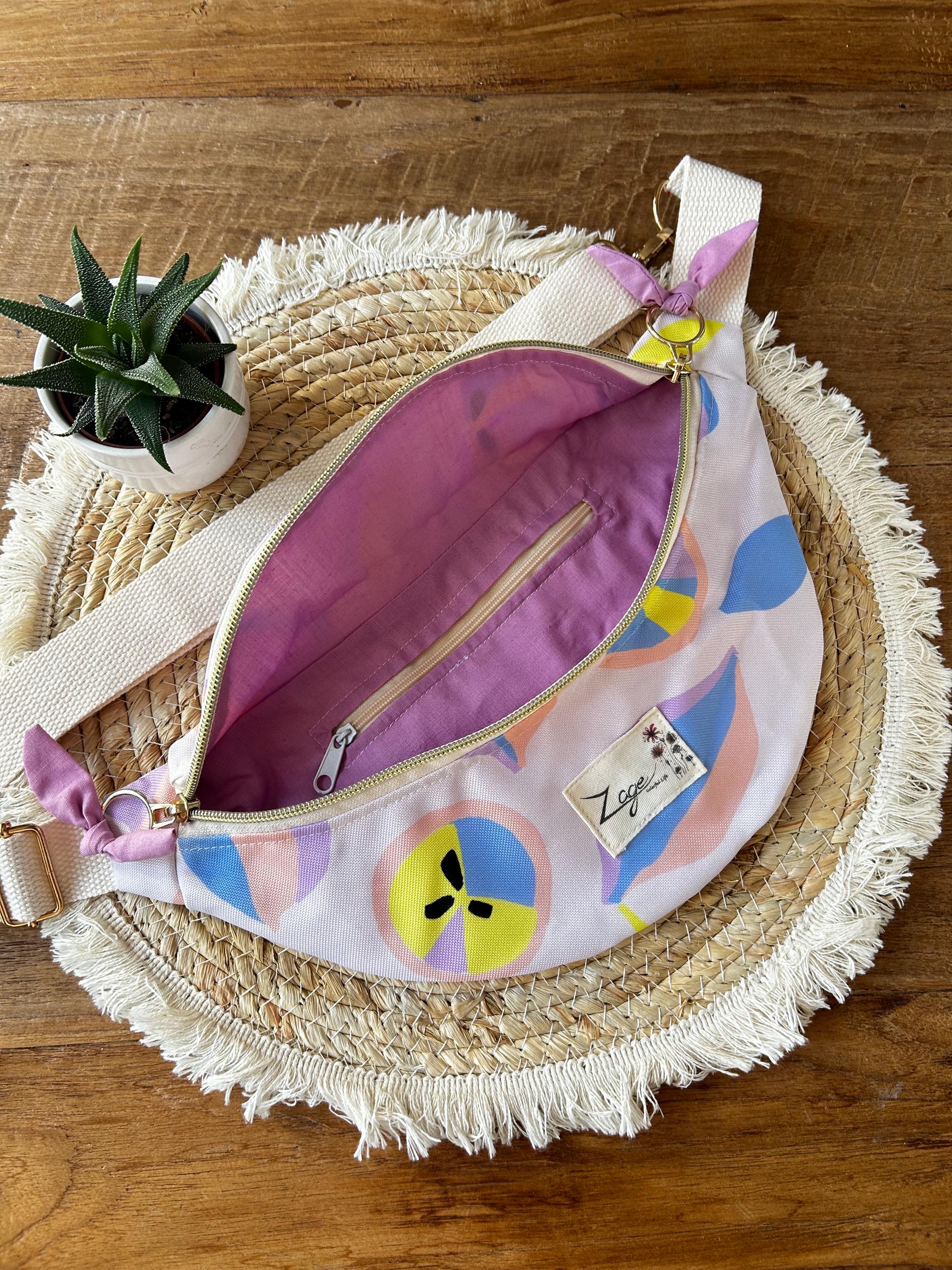 Sac banane Imperméable femme | Beige à motif agrume pastel & roseSac Femme Zage Colorful Life