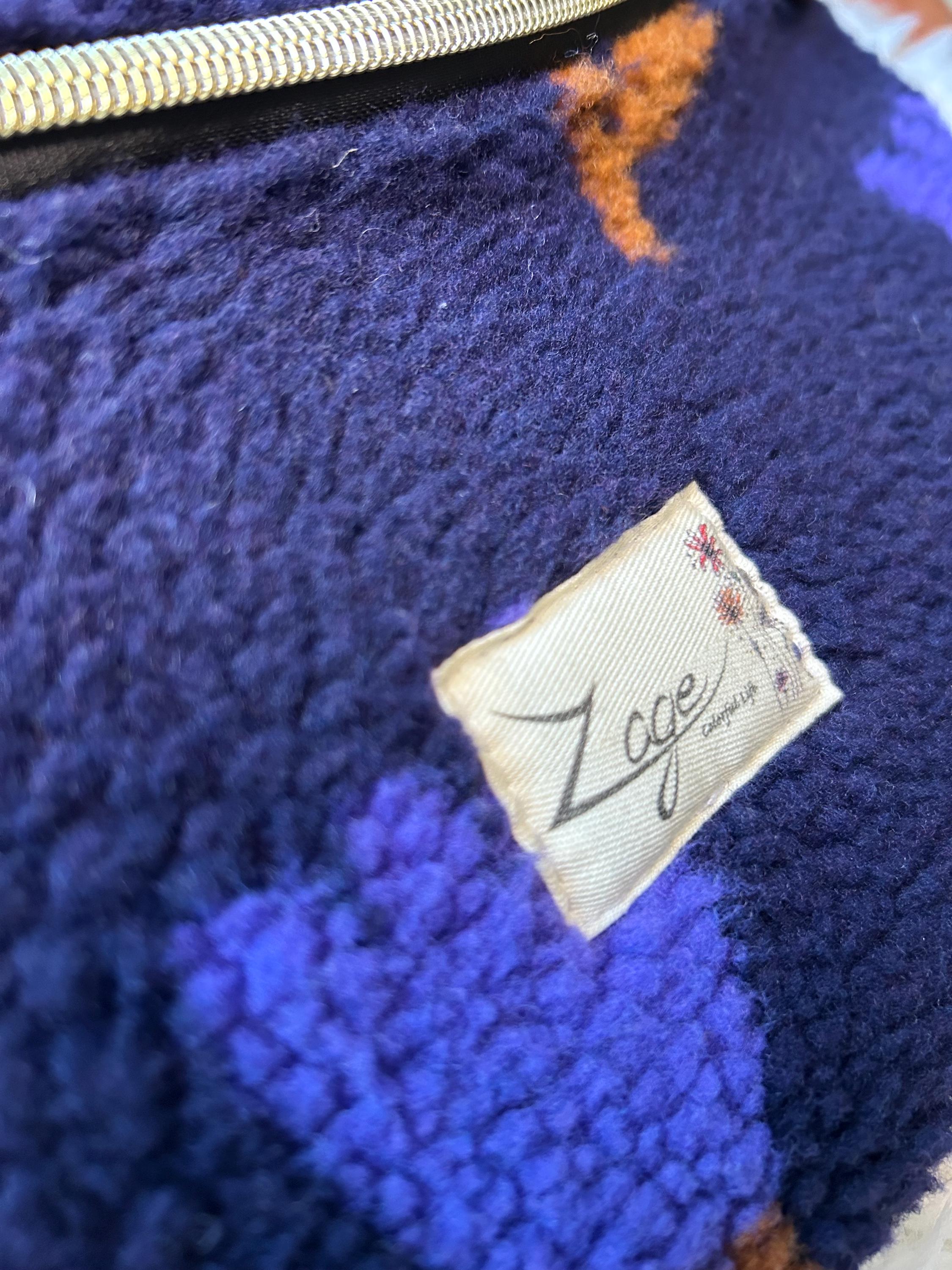 Sac banane femme hiver | Bouclettes/sherpa bleu marine motifs tulipes & doublure marronSac Femme Zage Colorful Life