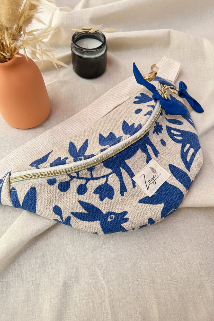 Sac banane femme Eté | Toile de coton fleurie colorée & doublure beige (Copie)Sac Femme Zage Colorful Life