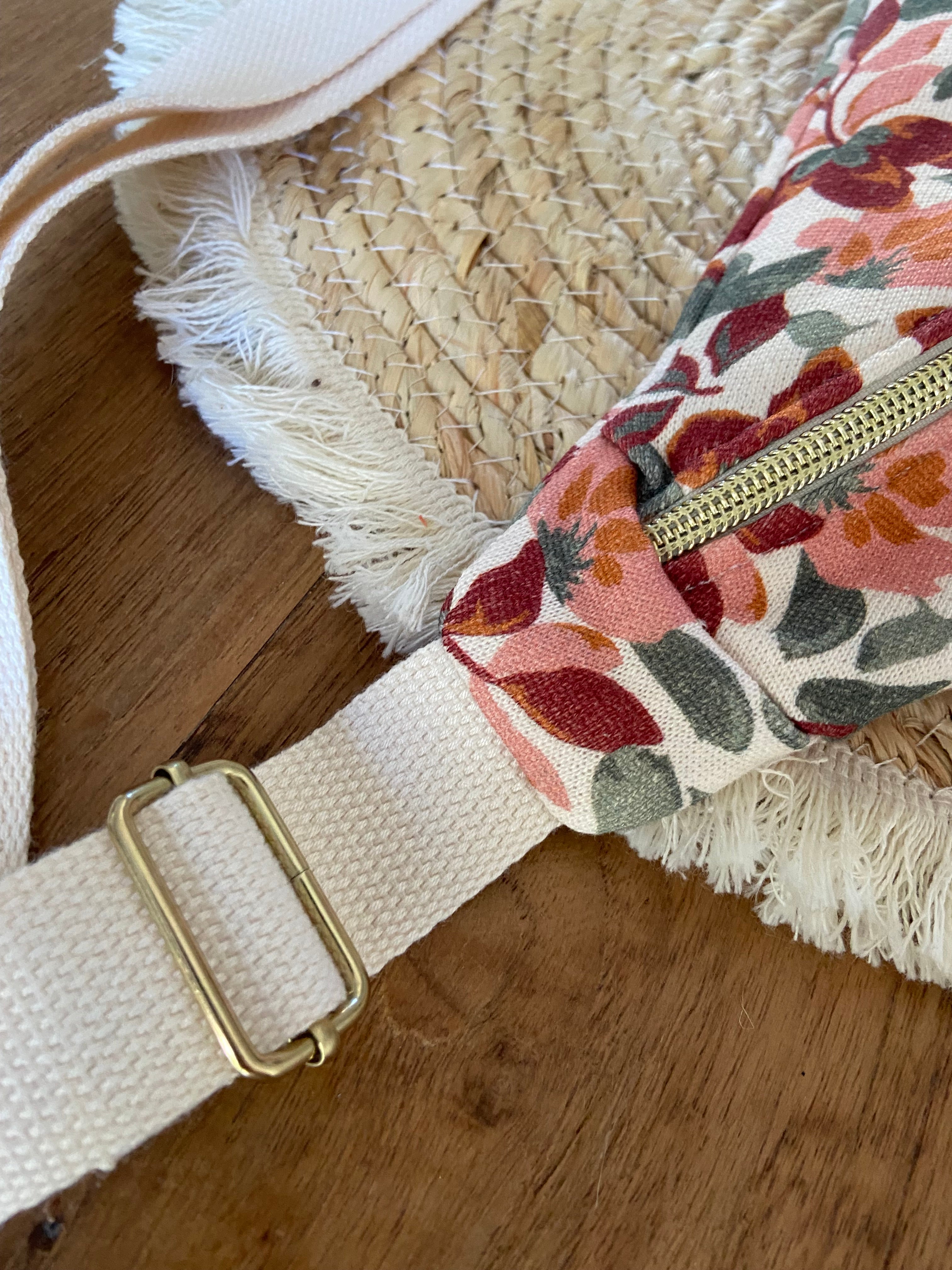 Sac Banane Femme | Gabardine Fleurs roses & doublure beigeSac Femme Zage Colorful Life