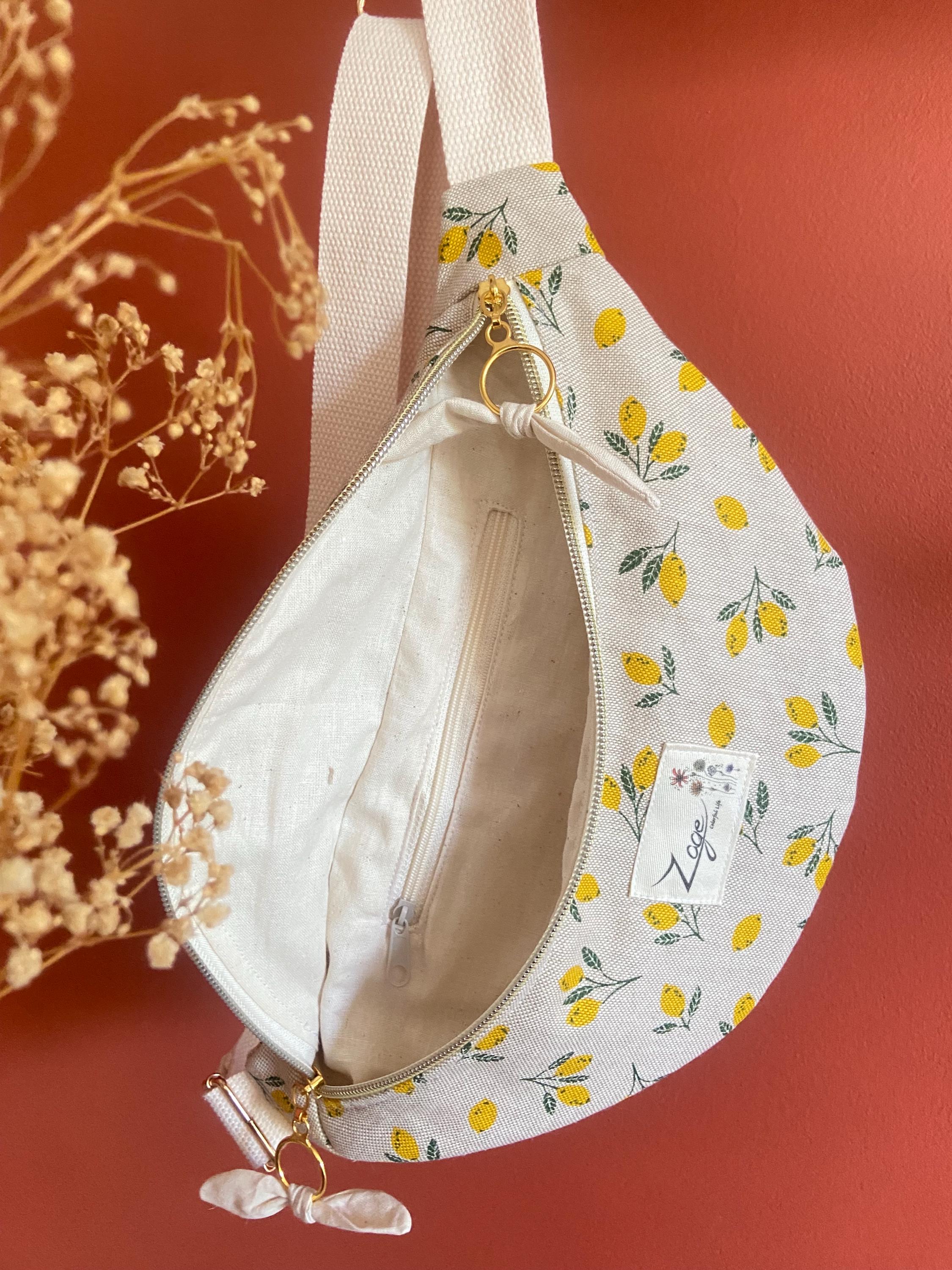 Sac banane Femme - Toile de coton citrons & doublure beigeSac Femme Zage Colorful Life