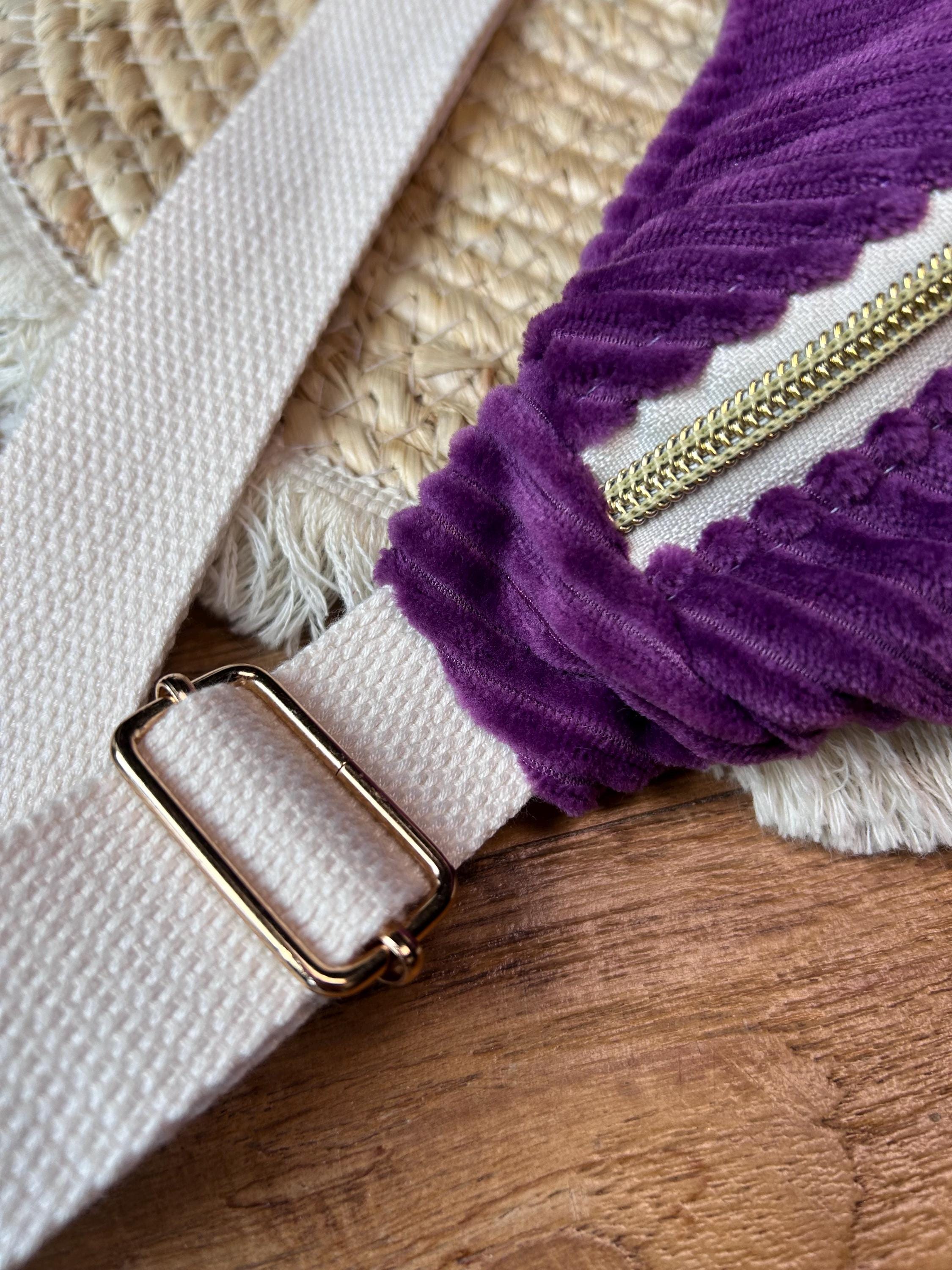Sac banane femme hiver | Velours côtelé violet & doublure seersucker carreaux violet jauneSac Femme Zage Colorful Life