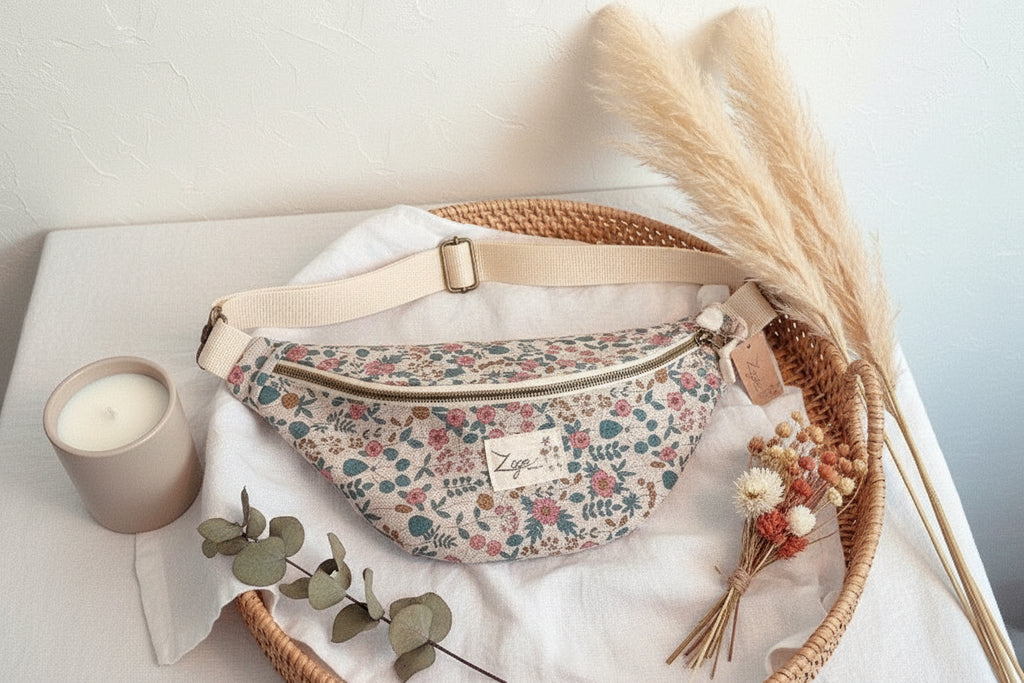 Sac banane Femme |Toile fleuri liberty & doublure beigeSac Femme Zage Colorful Life