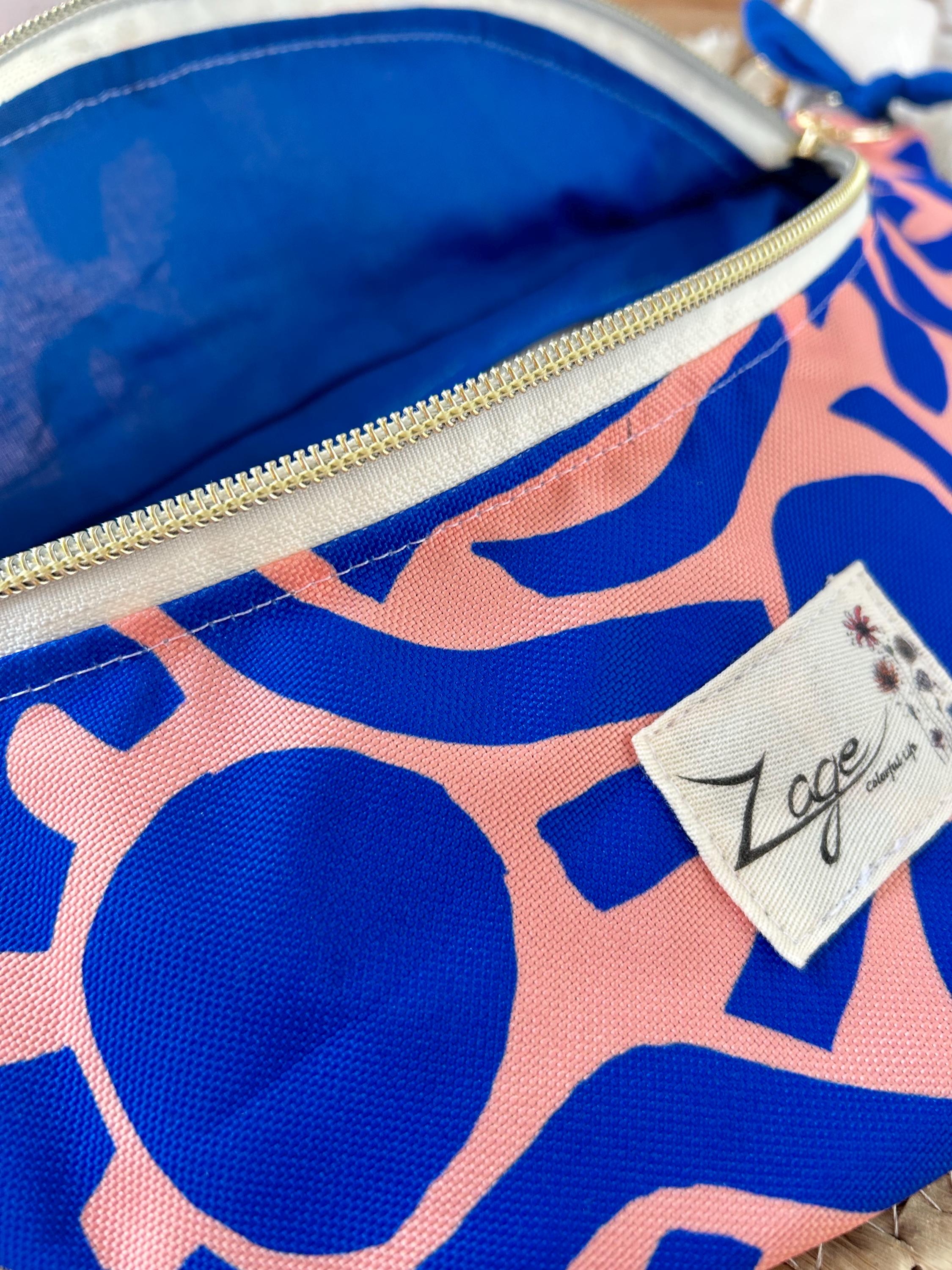 Sac banane Imperméable femme | Toile Graphique bleu et rose & doublure bleueSac Femme Zage Colorful Life