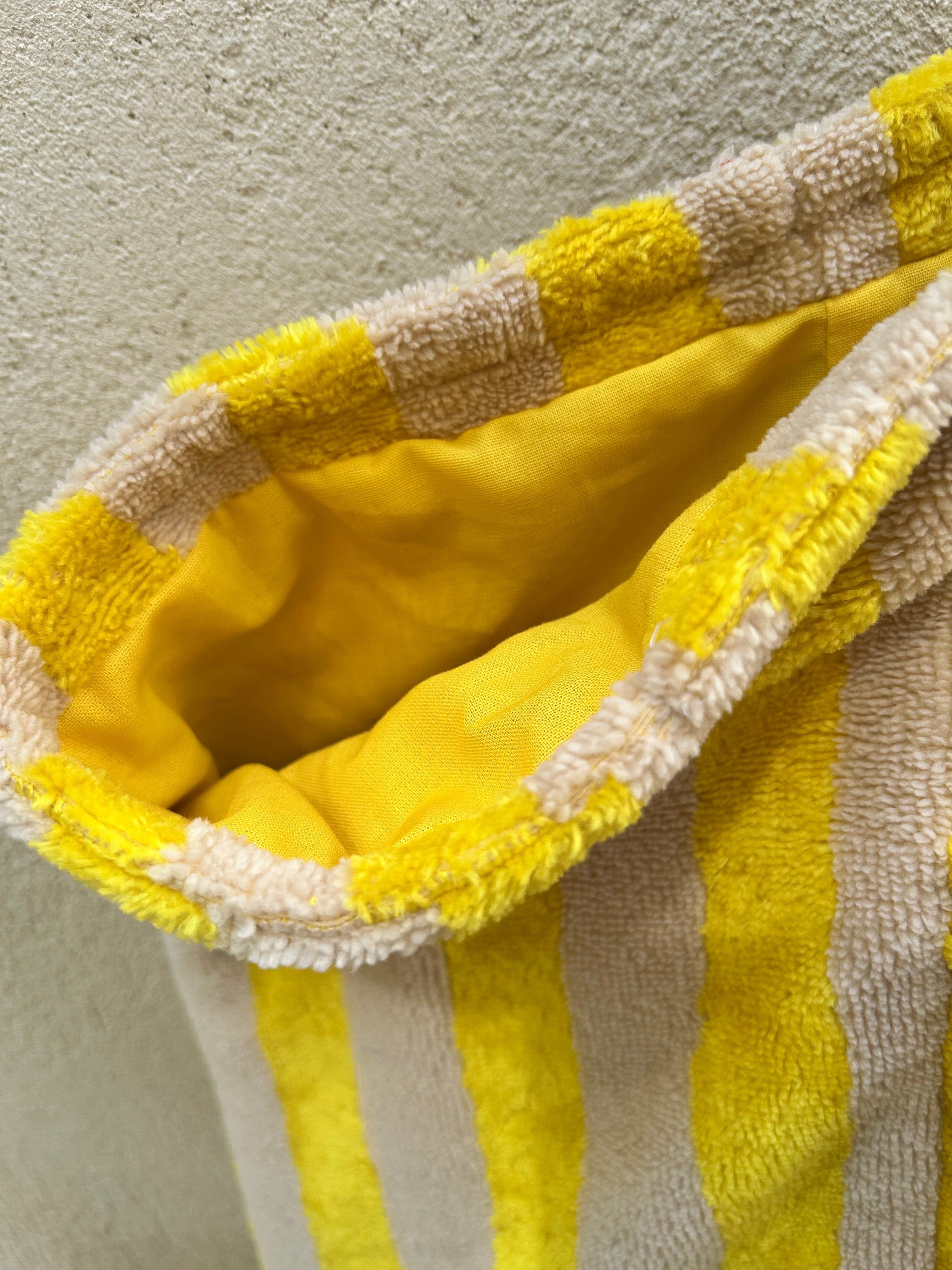 Sac Cabas de plage, Maxi cabas | Éponge rayée jaune et beige & Doublure jauneSac Femme Zage Colorful Life