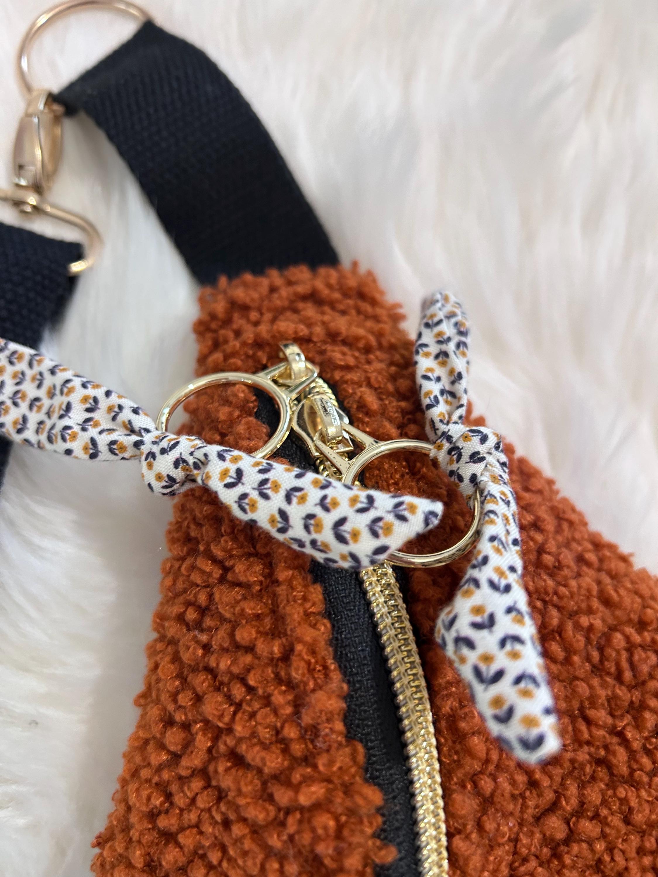 Sac banane femme hiver | Bouclettes/sherpa marron & doublure à motifsSac Femme Zage Colorful Life