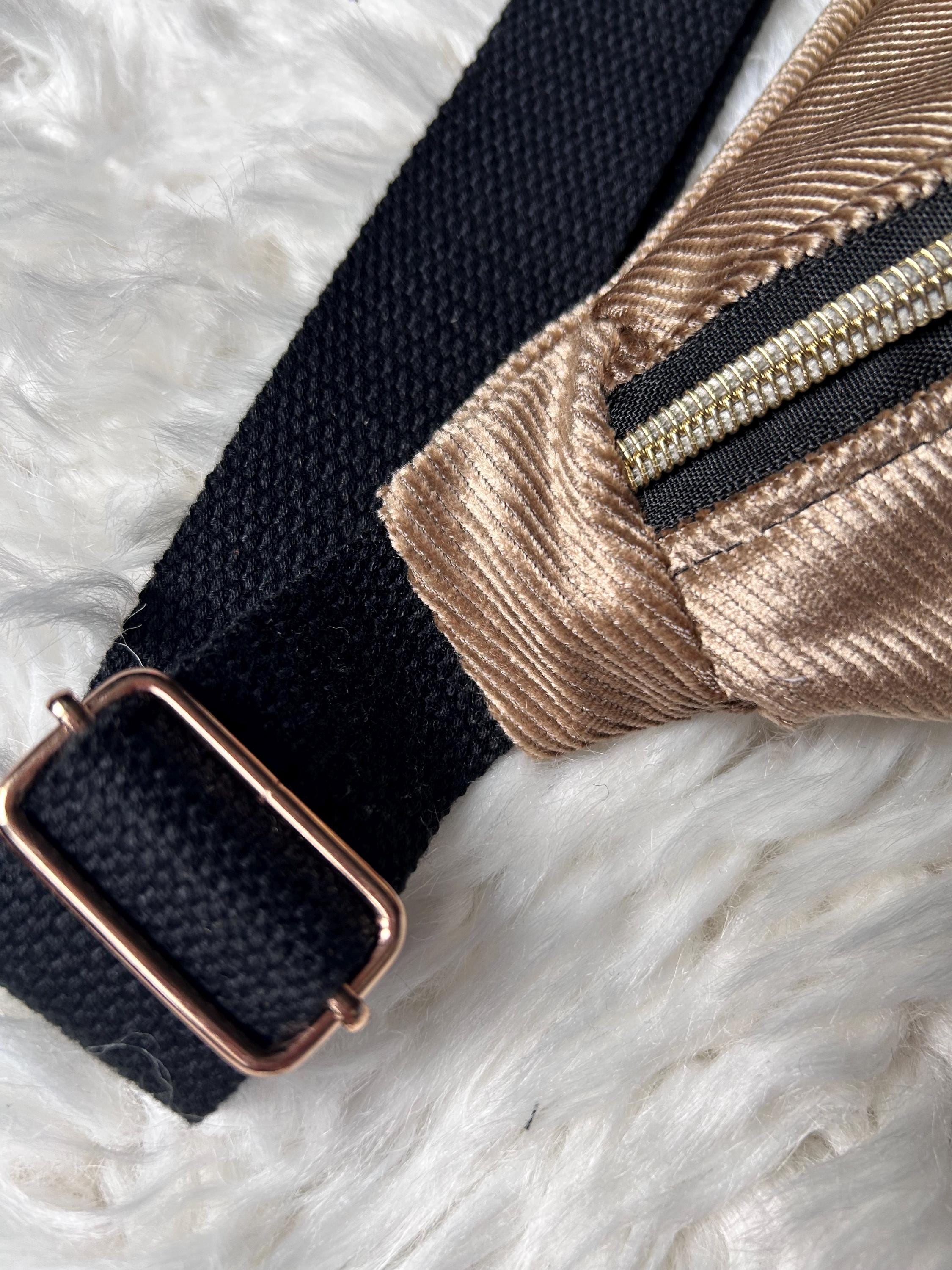Sac banane femme hiver | Velours côtelé  doré & doublure noireSac Femme Zage Colorful Life