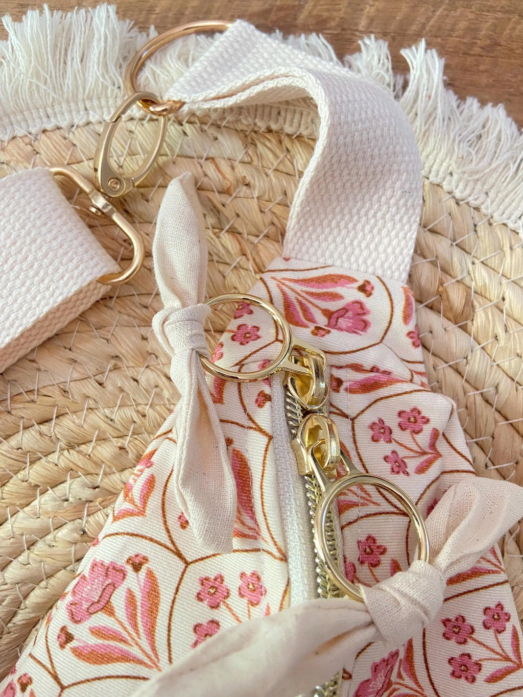Sac banane femme été | Gabardine fleurie motifs indiens roses & doublure beigeSac Femme Zage Colorful Life