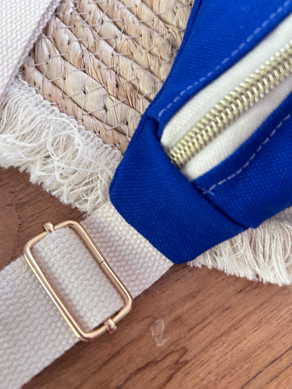 Sac banane femme été | Toile canvas bleu roi & doublure rayé jauneSac Femme Zage Colorful Life