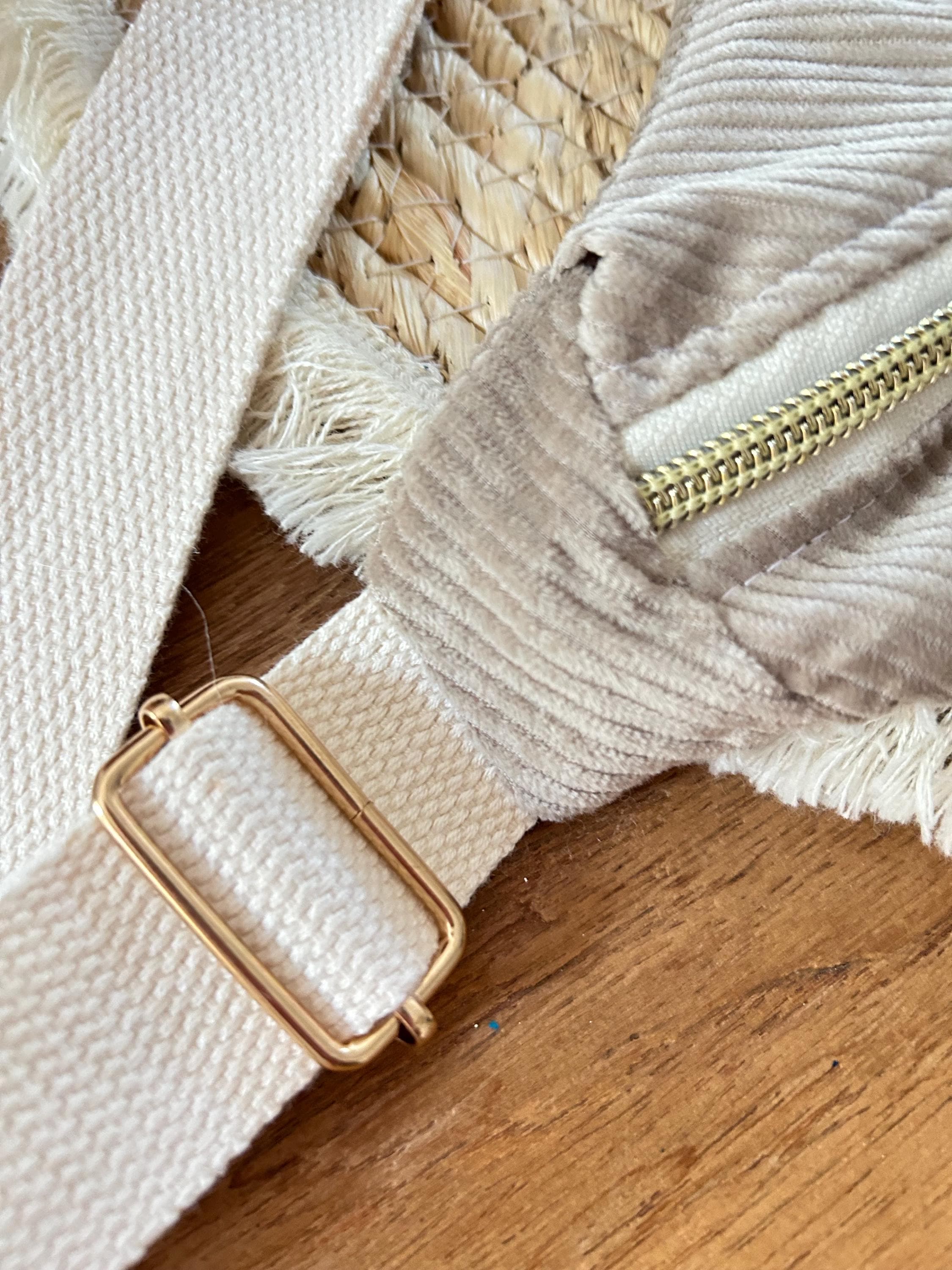 Sac banane femme hiver | Velours côtelé gris & doublure gaze de coton oiseauxSac Femme Zage Colorful Life