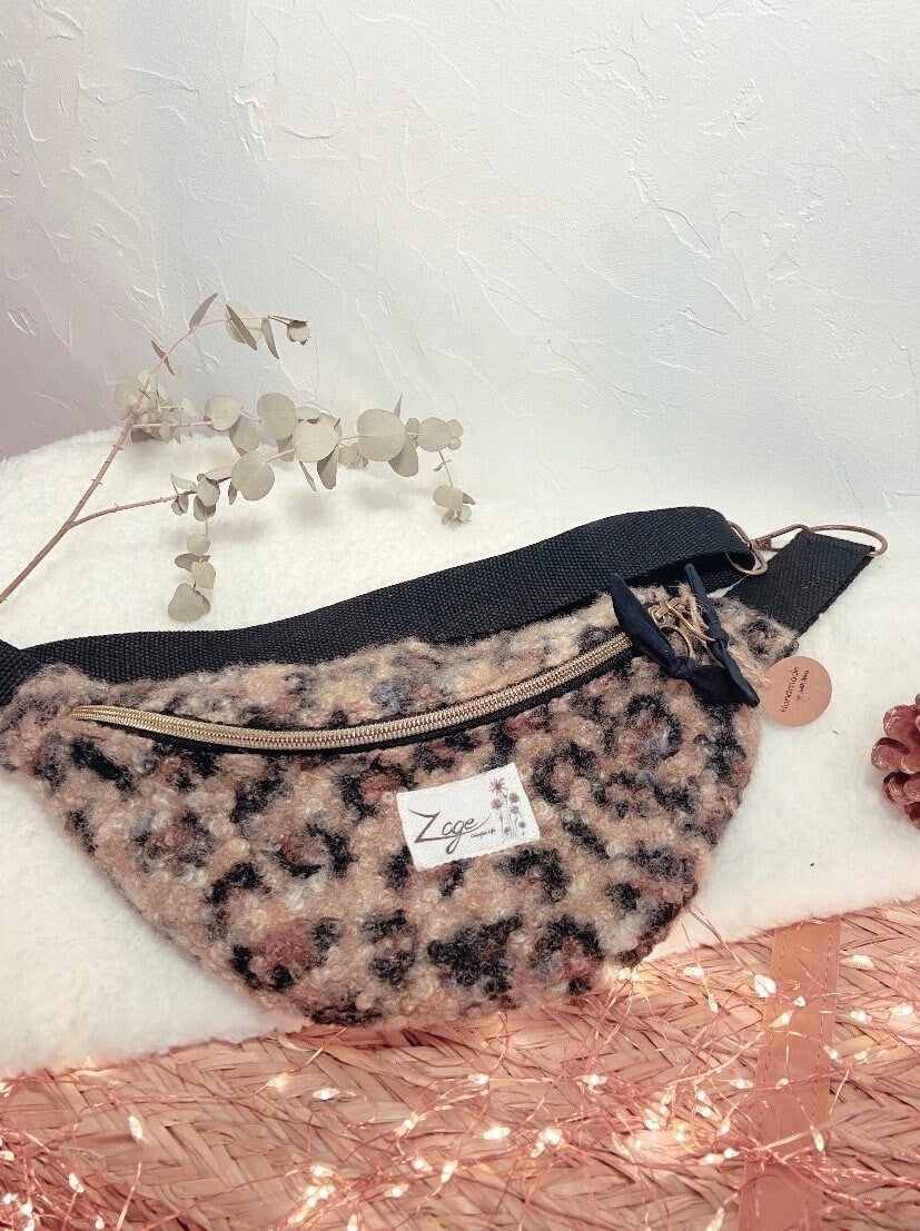 Sac banane femme hiver | Bouclettes/sherpa léopard marron et noir & doublure noireSac Femme Zage Colorful Life