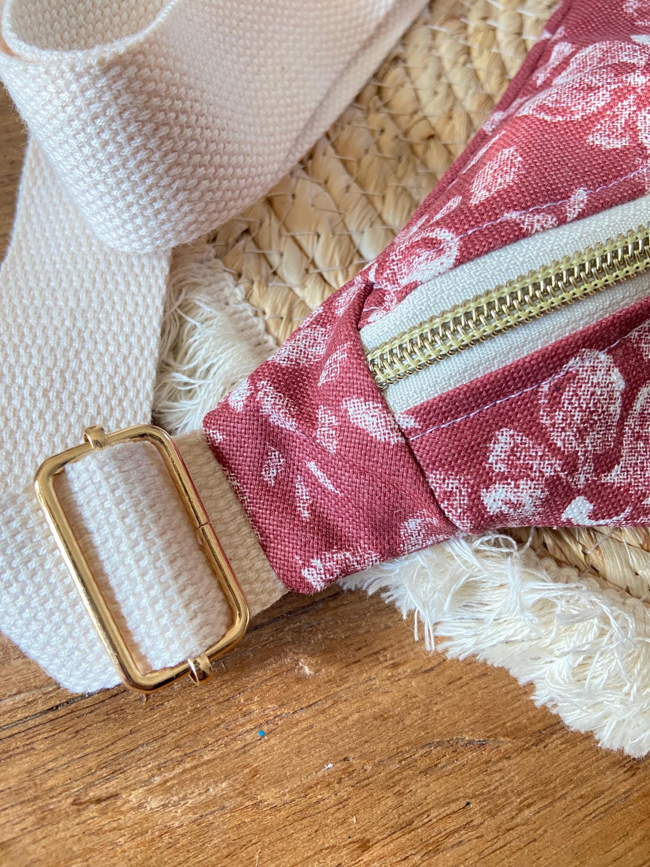 Sac Banane Femme Eté  -  Toile de coton brique fleurie  & doublure beigeSac Femme Zage Colorful Life