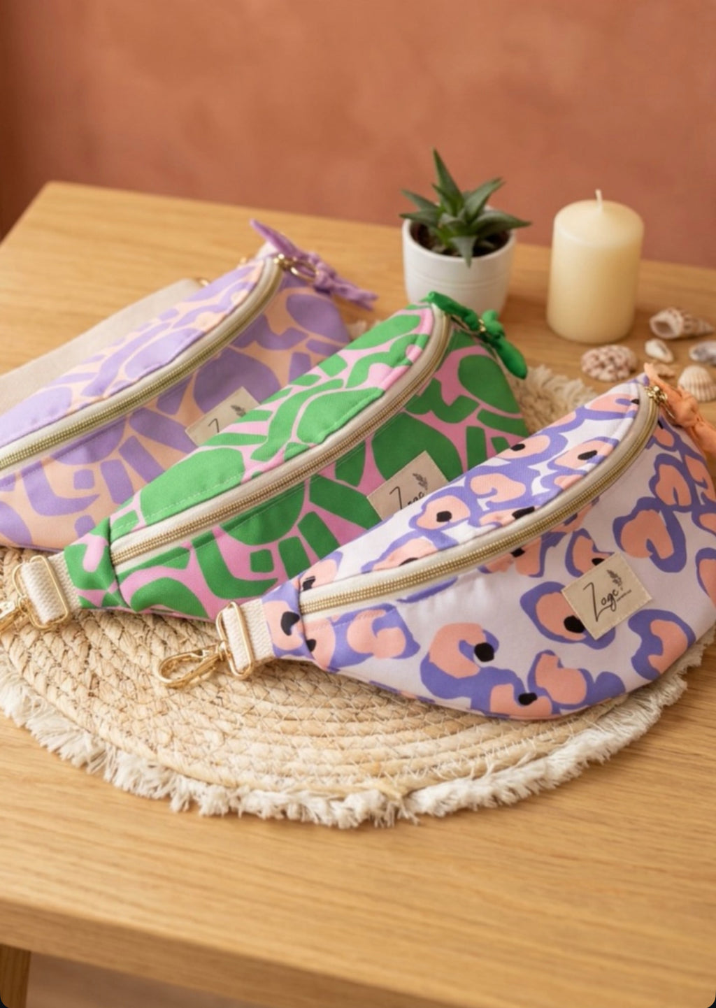 Sac banane Imperméable femme | Beige à motif agrume pastel & rose (Copie)Sac Femme Zage Colorful Life
