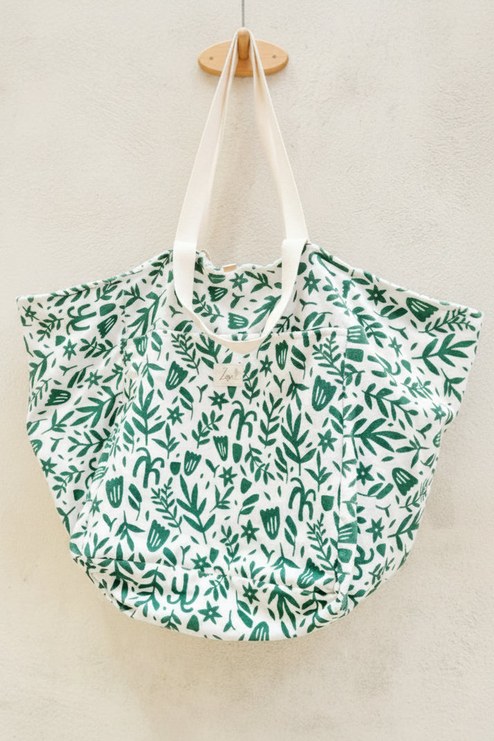 Sac Cabas de plage, Maxi cabas | Éponge graphique verte & Doublure verteSac Femme Zage Colorful Life