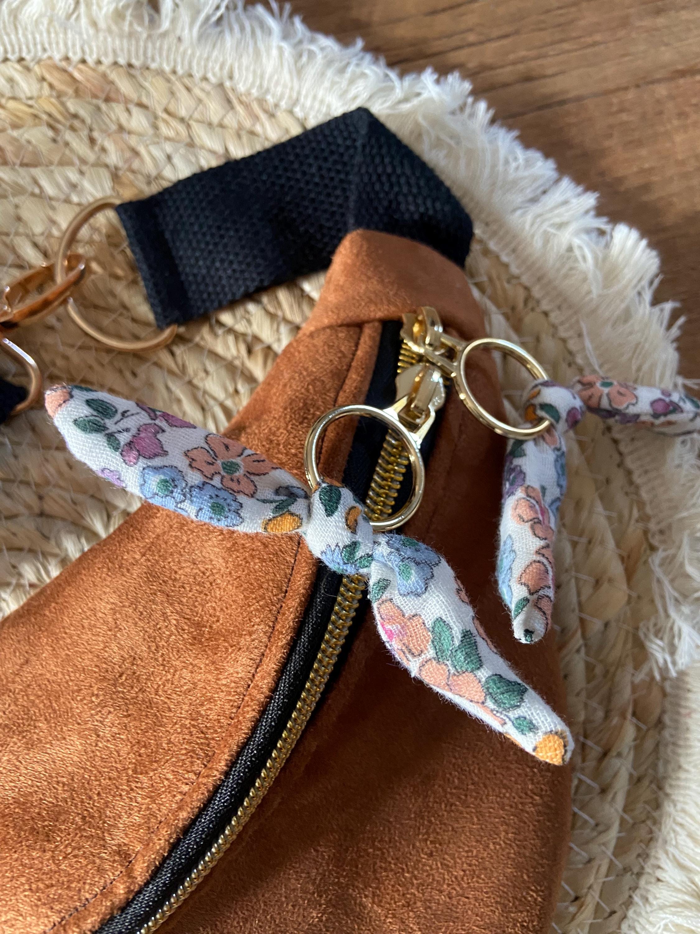 Sac banane femme hiver | Suédine marron & doublure gaze de coton fleurie libertySac Femme Zage Colorful Life