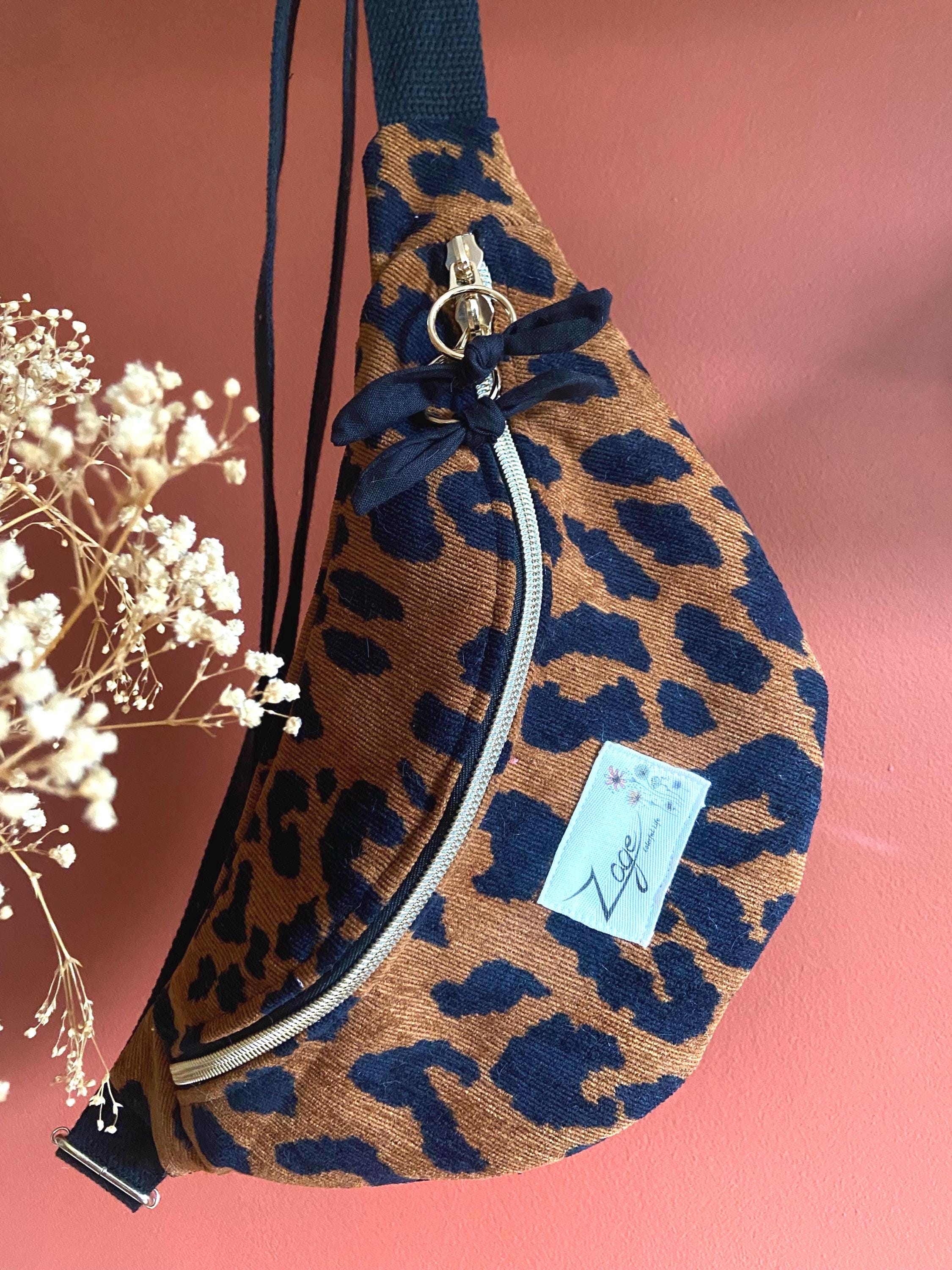 Sac banane femme hiver | Velours côtelé léopard marron & doublure noireSac Femme Zage Colorful Life