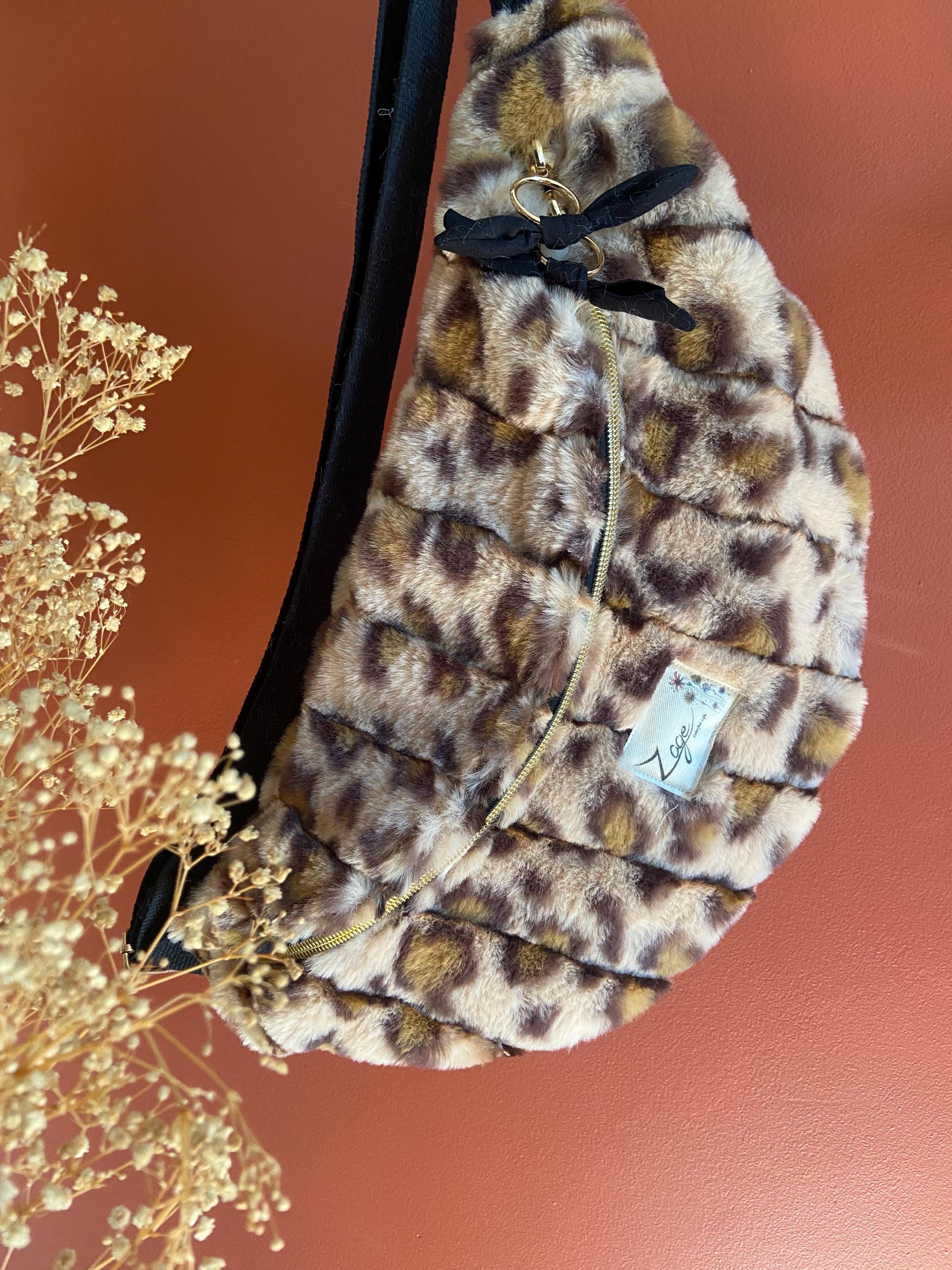 Sac banane femme hiver | Fausse fourrure léopard matelassé marron & doublure noireSac Femme Zage Colorful Life