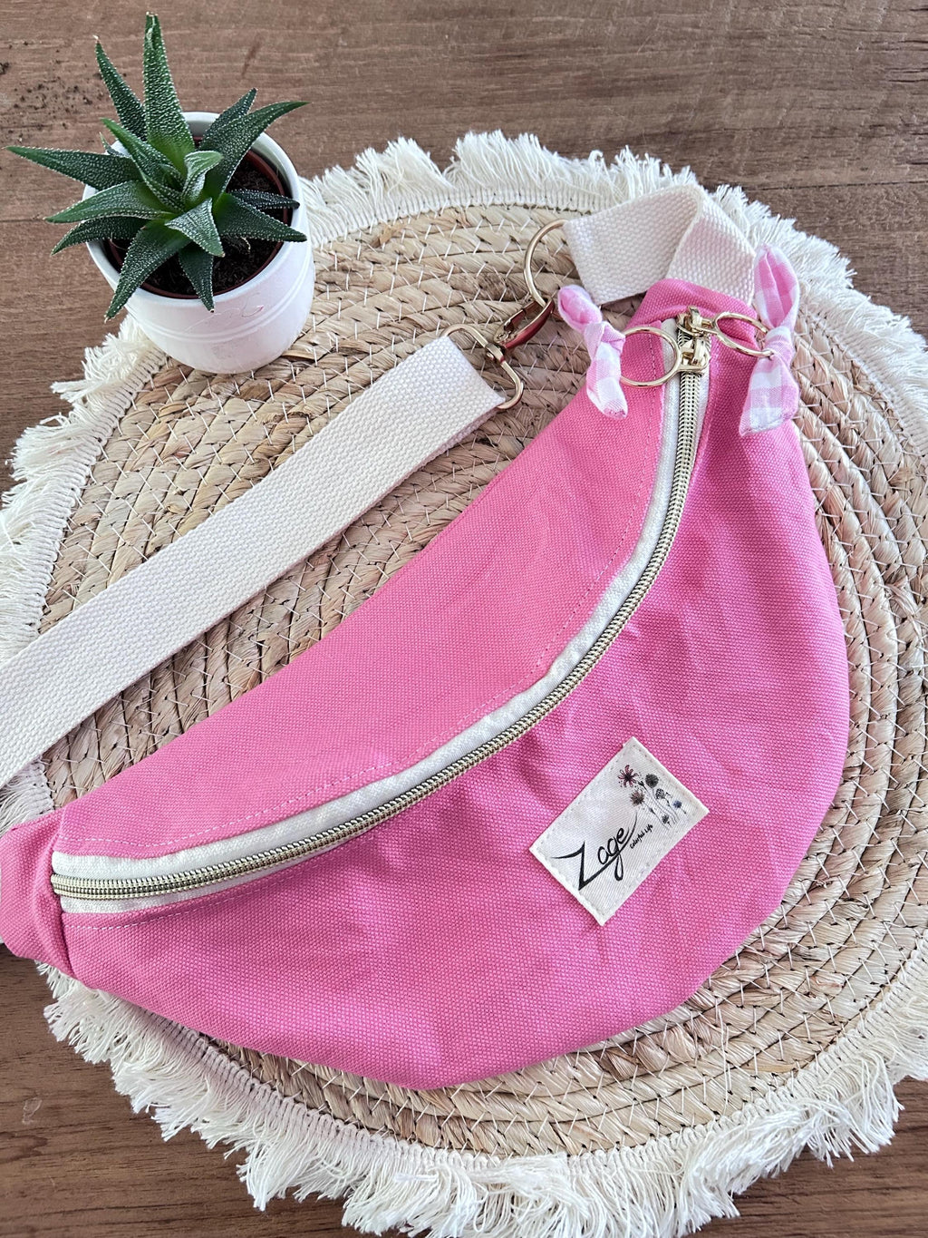 Sac banane femme été | Toile canvas rose & doublure rose vichySac Femme Zage Colorful Life