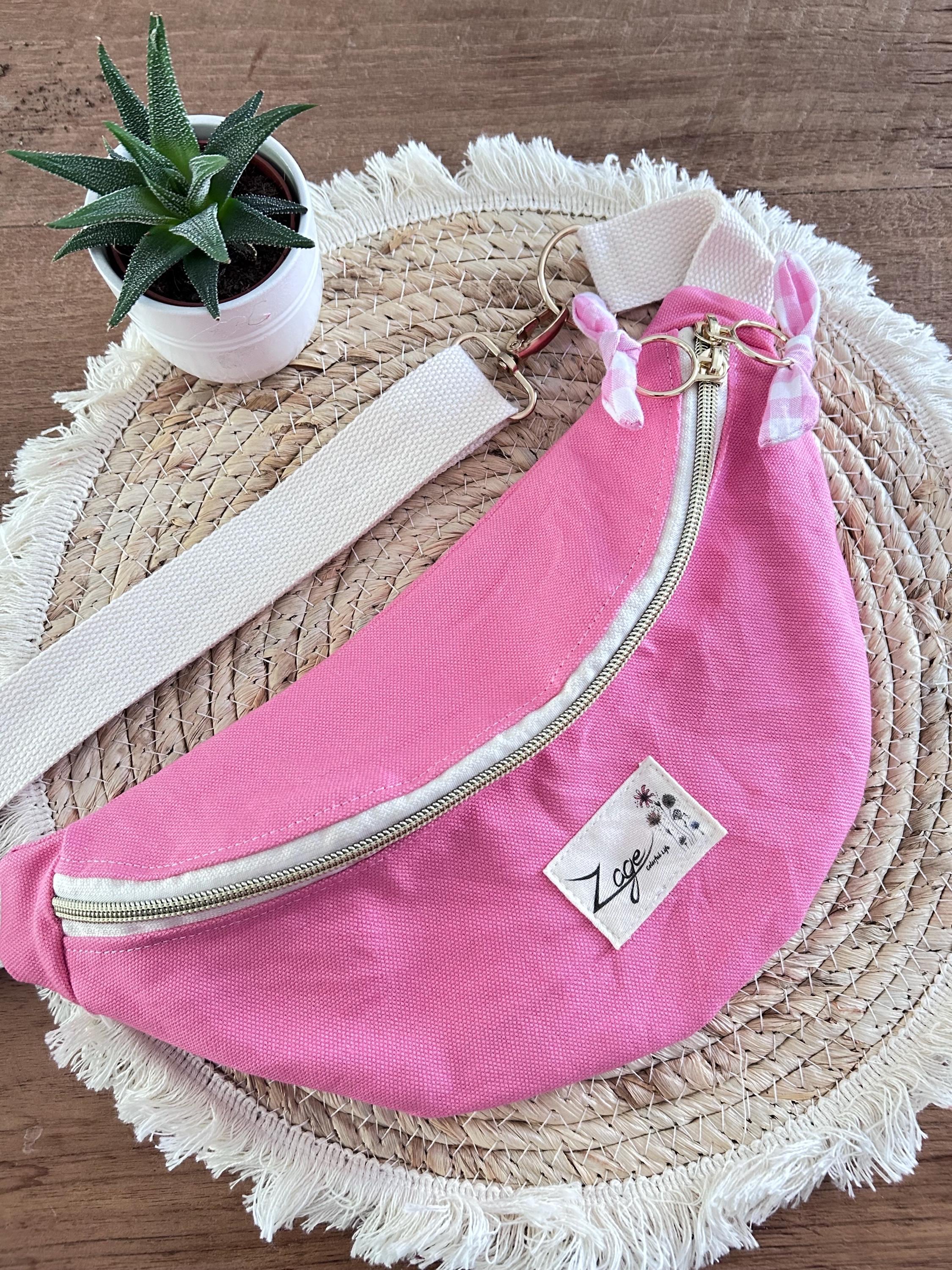 Sac banane femme été | Toile canvas rose & doublure rose vichySac Femme Zage Colorful Life