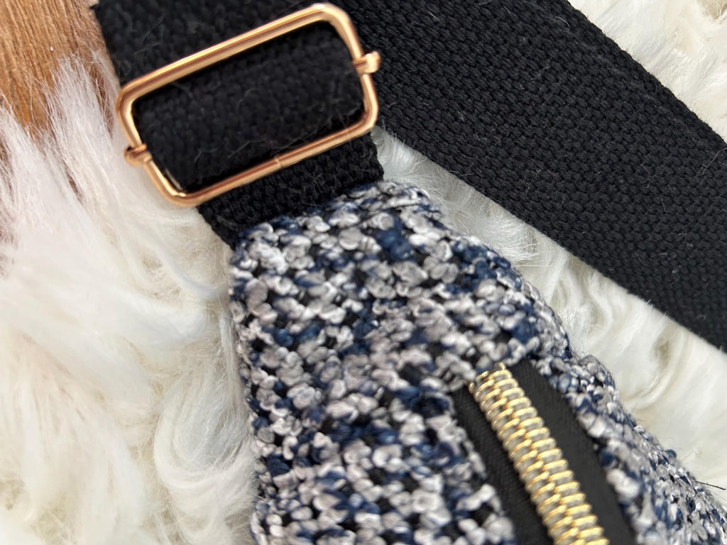 Sac banane Femme | Jacquard Chiné bleu, noir & doublure noireSac Femme Zage Colorful Life