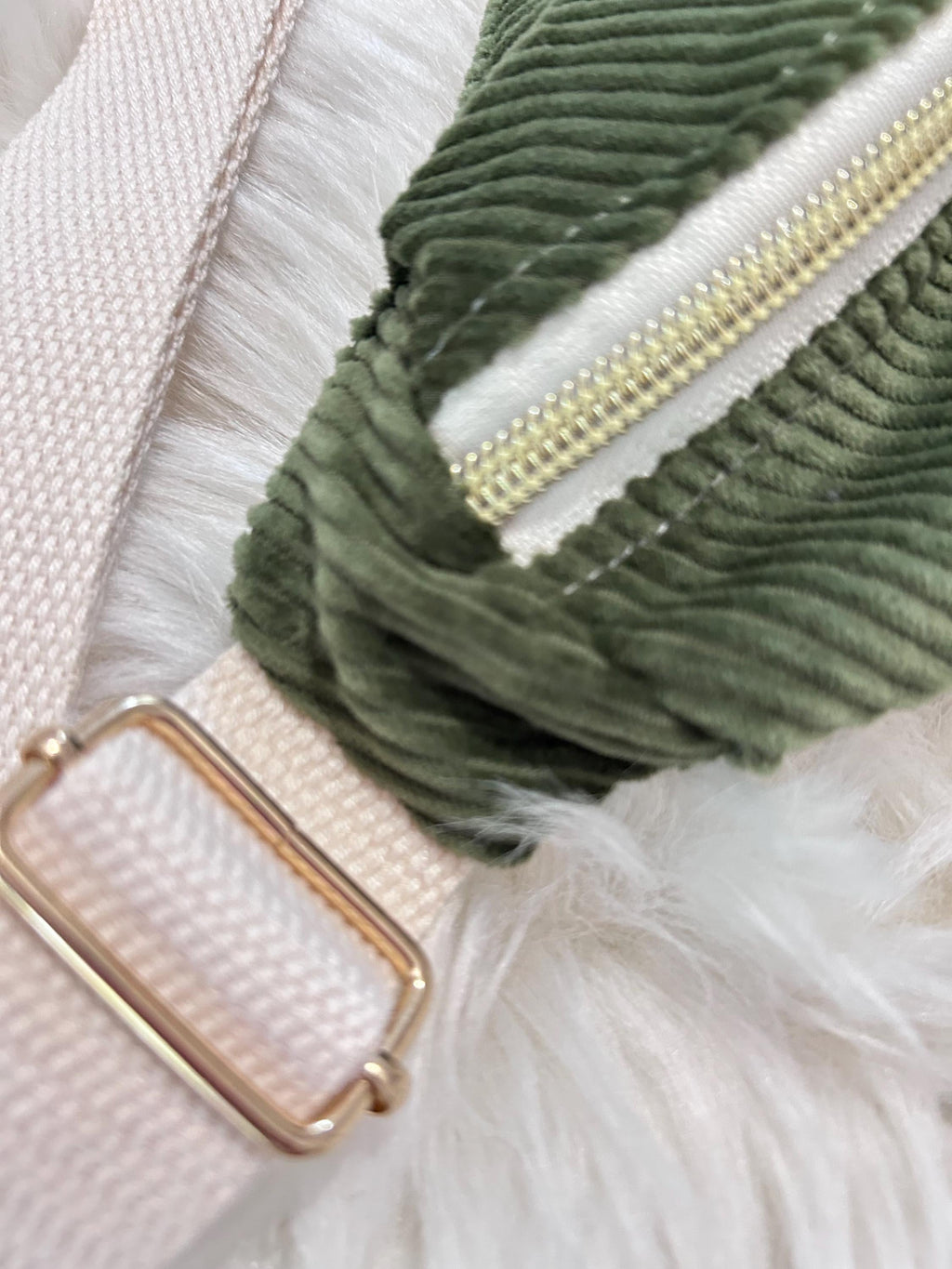 Sac banane femme hiver | Velours côtelé vert kaki & doublure liberty roseSac Femme Zage Colorful Life