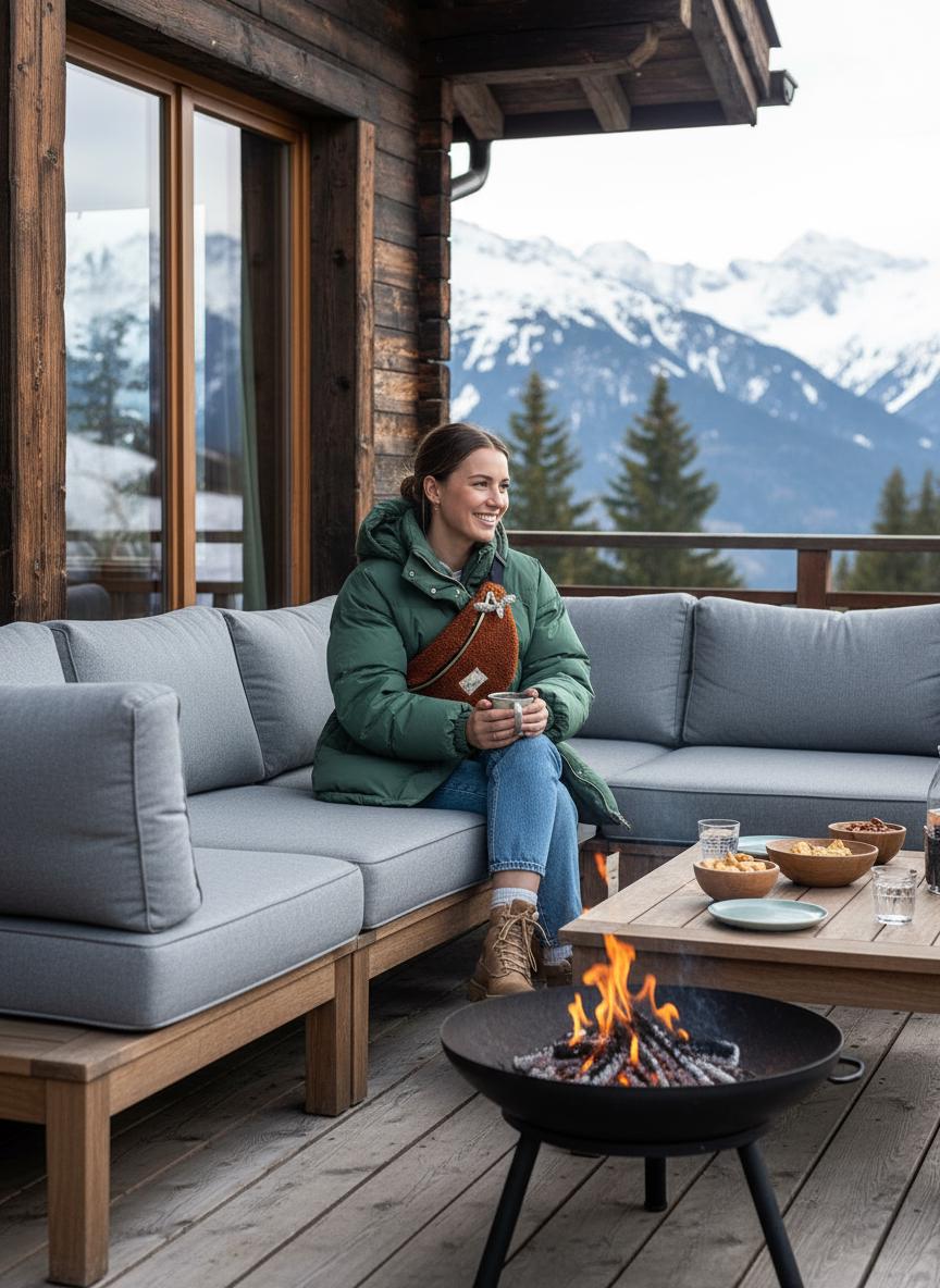Sac banane femme hiver | Bouclettes/sherpa marron & doublure à motifsSac Femme Zage Colorful Life