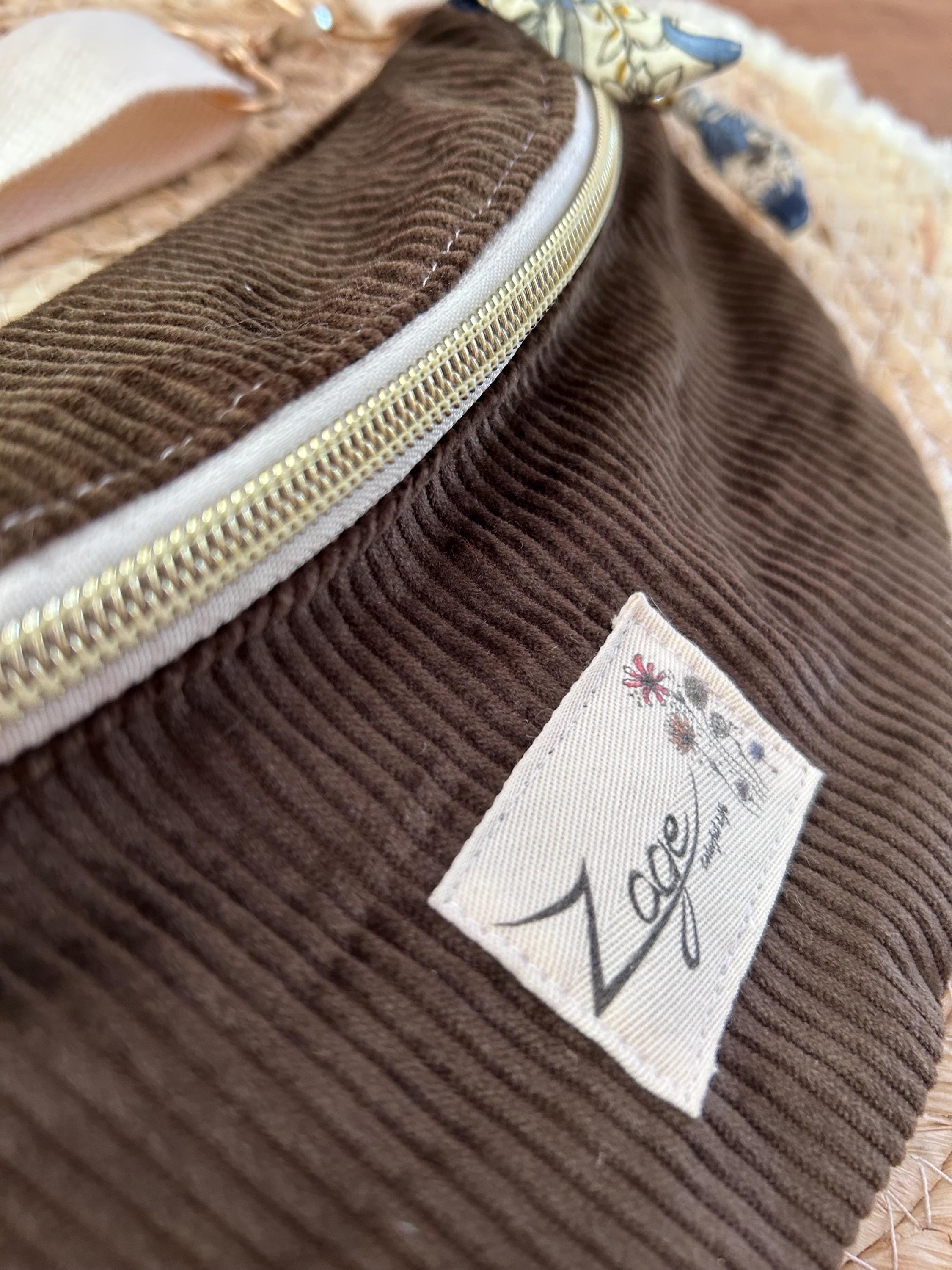 Sac banane femme hiver | Velours côtelé marron bronze & doublure tissu indienSac Femme Zage Colorful Life