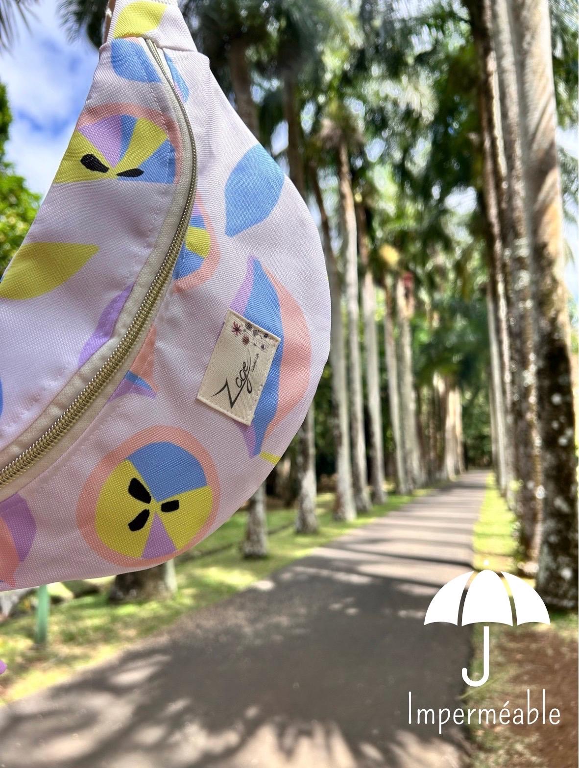 Sac banane Imperméable femme | Beige à motif agrume pastel & roseSac Femme Zage Colorful Life