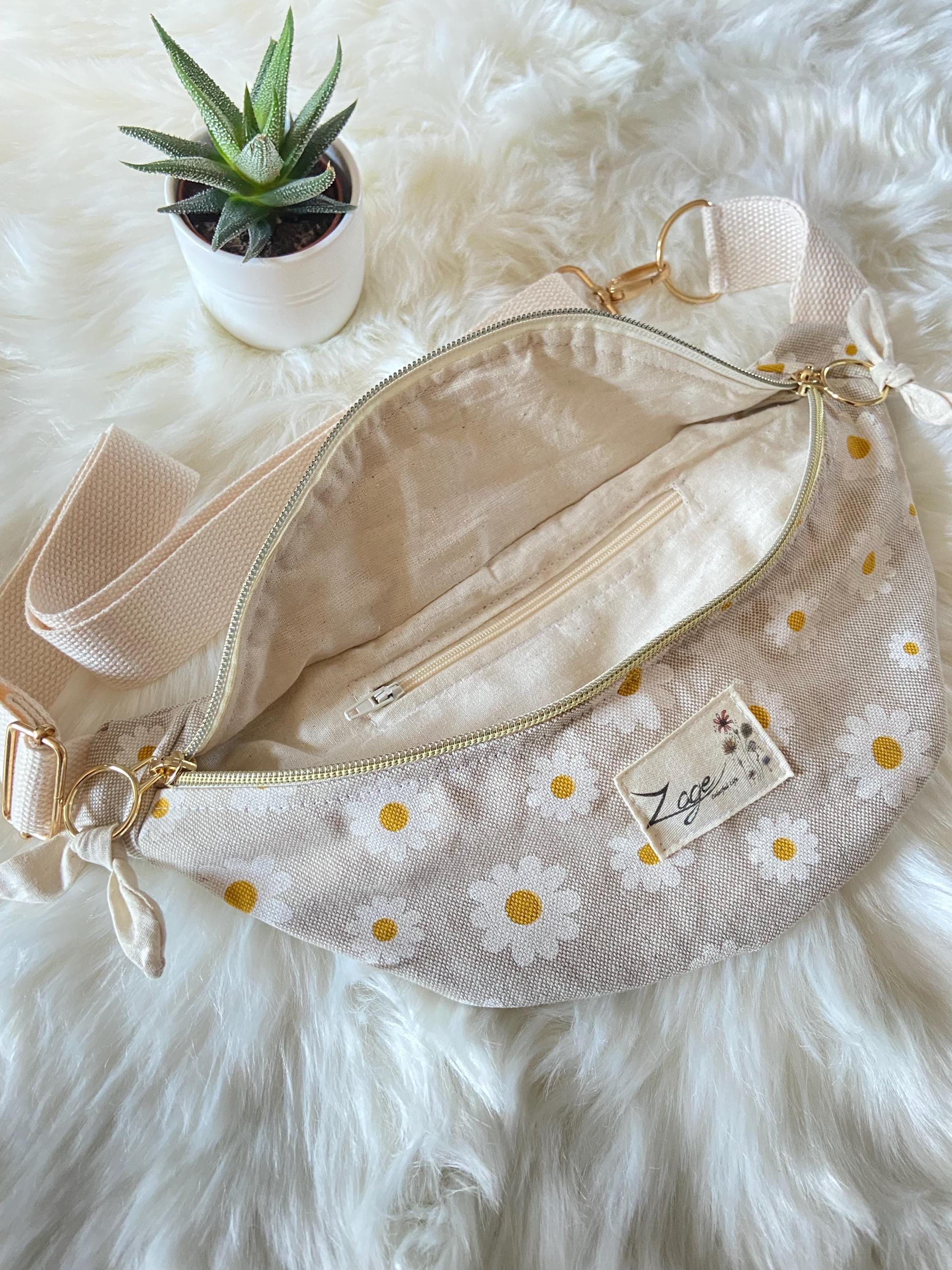 Sac banane Femme | Toile de coton marguerites & doublure beigeSac Femme Zage Colorful Life