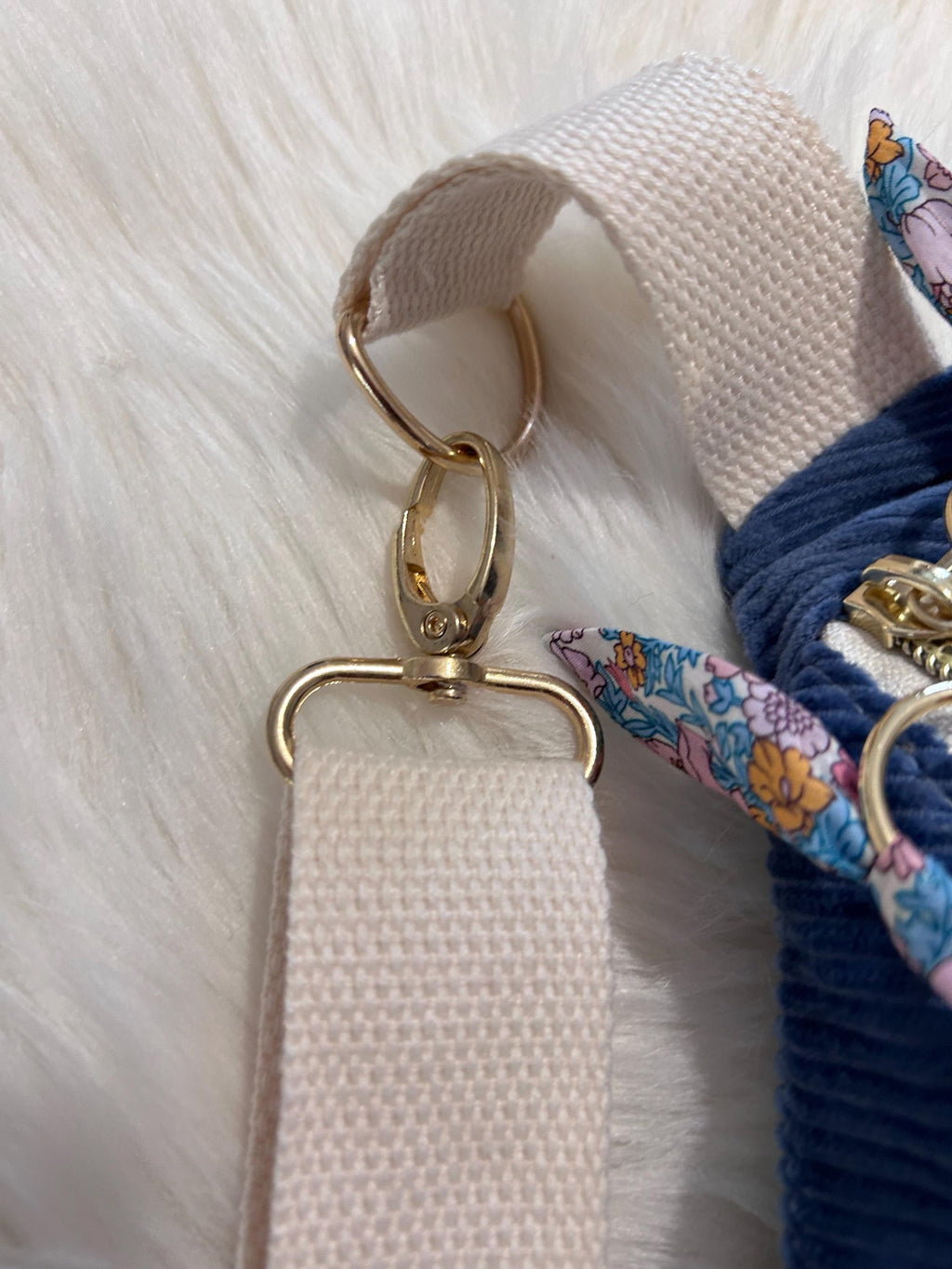 Sac banane femme hiver | Velours côtelé bleu & doublure liberty bleu et roseSac Femme Zage Colorful Life